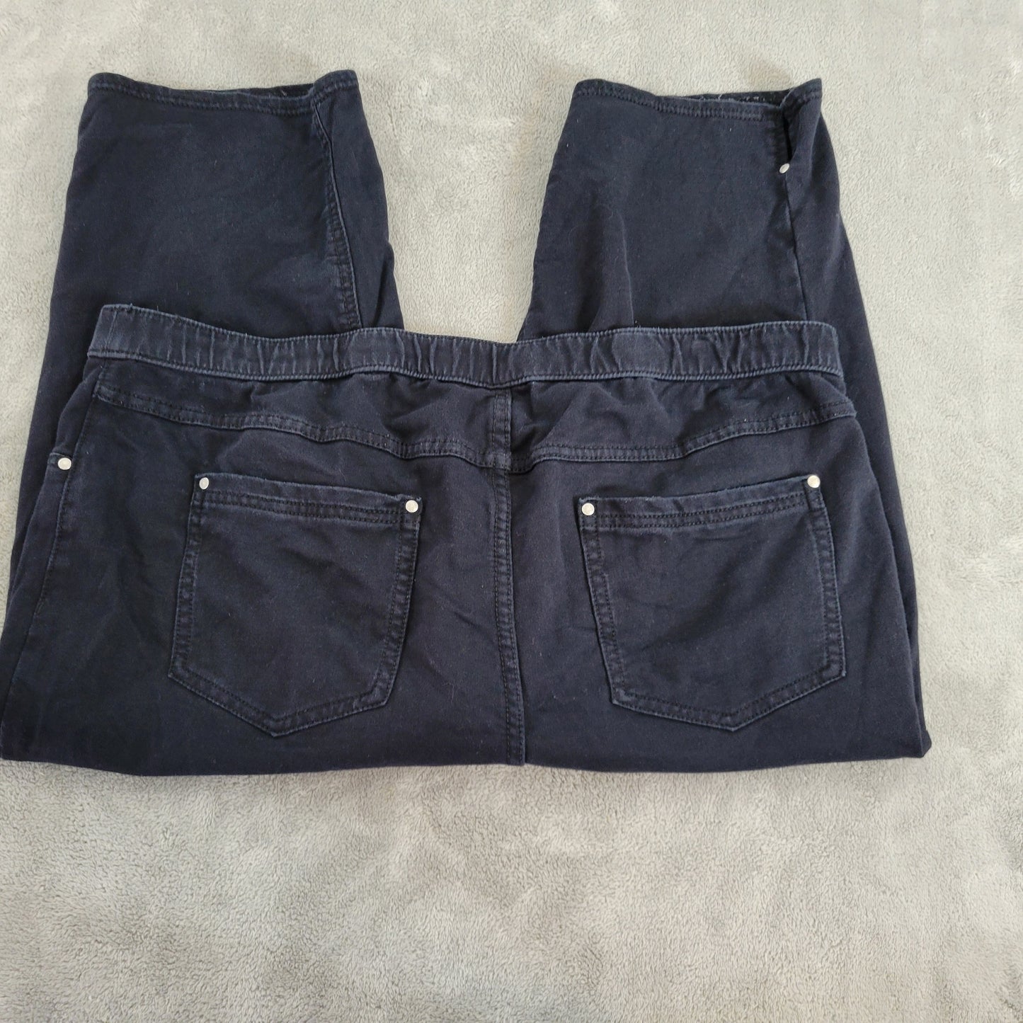 Catherines 1X Pants Womens Plus Black Capri Comfort Fit Pull On Pocket BLA1E