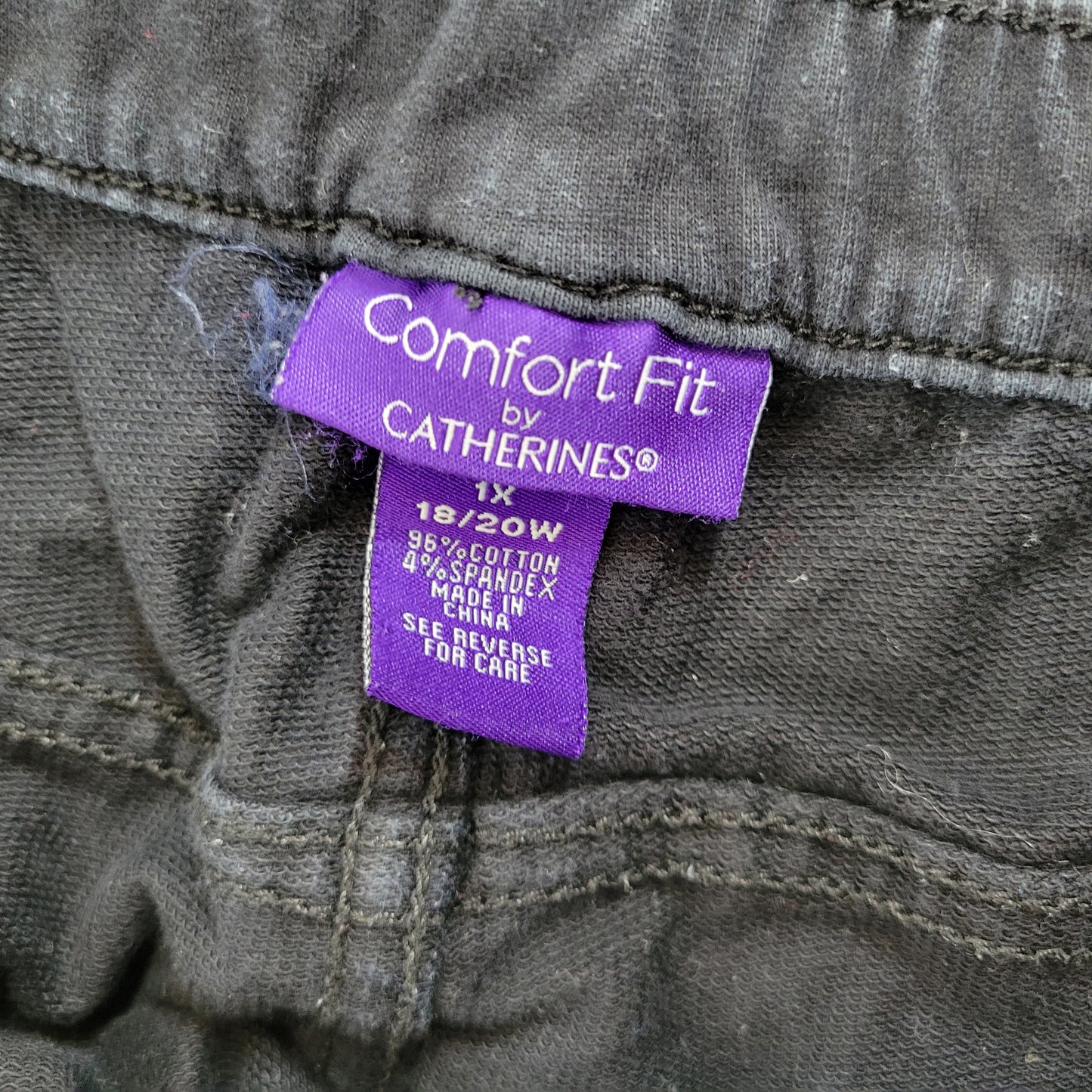 Catherines 1X Pants Womens Plus Black Capri Comfort Fit Pull On Pocket BLA1E