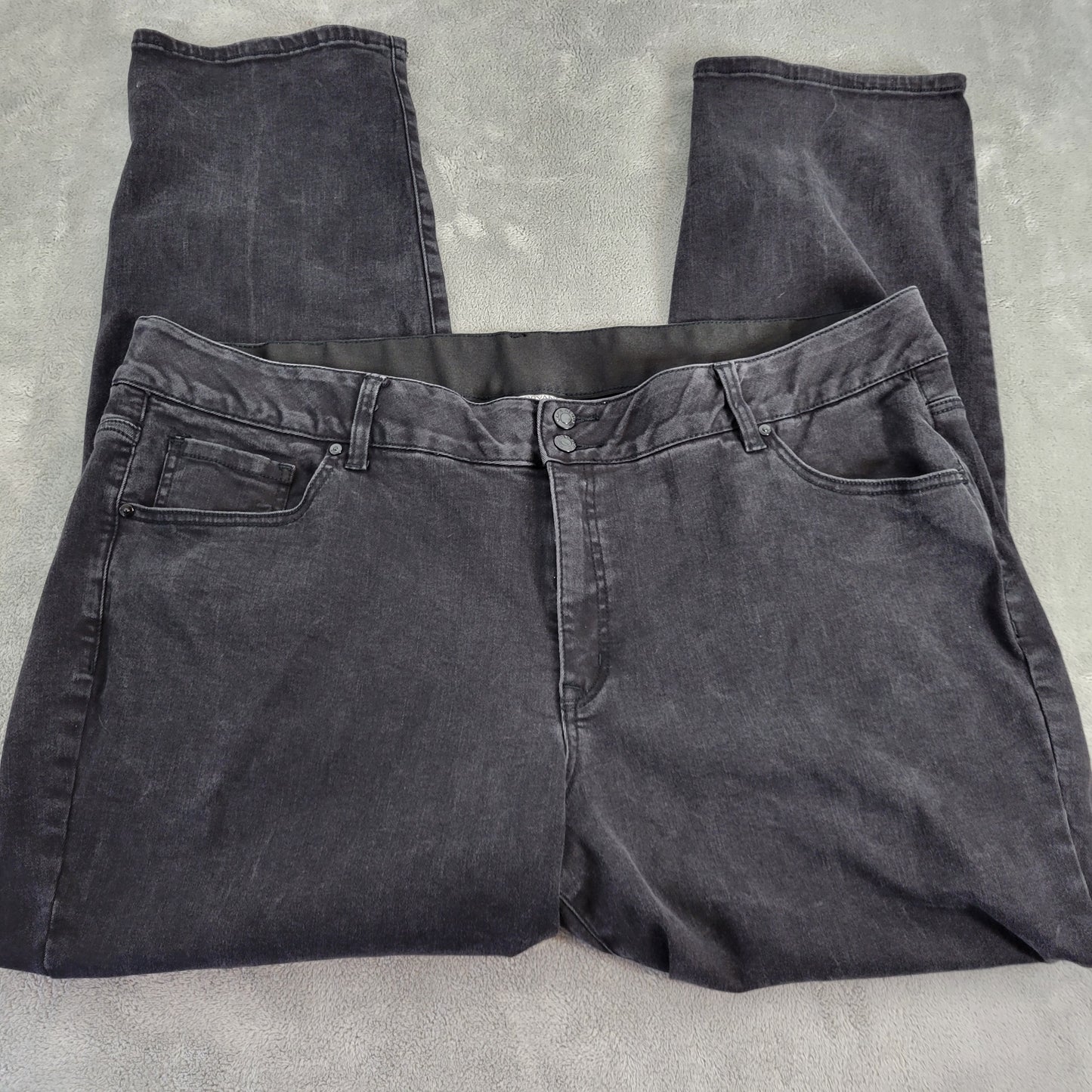 Lane Bryant Jeans 28 Womens Plus Black Straight Leg Stretch Elastic Waist SL51E