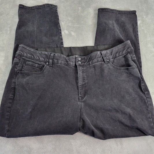 Lane Bryant Jeans 28 Womens Plus Black Straight Leg Stretch Elastic Waist SL51E