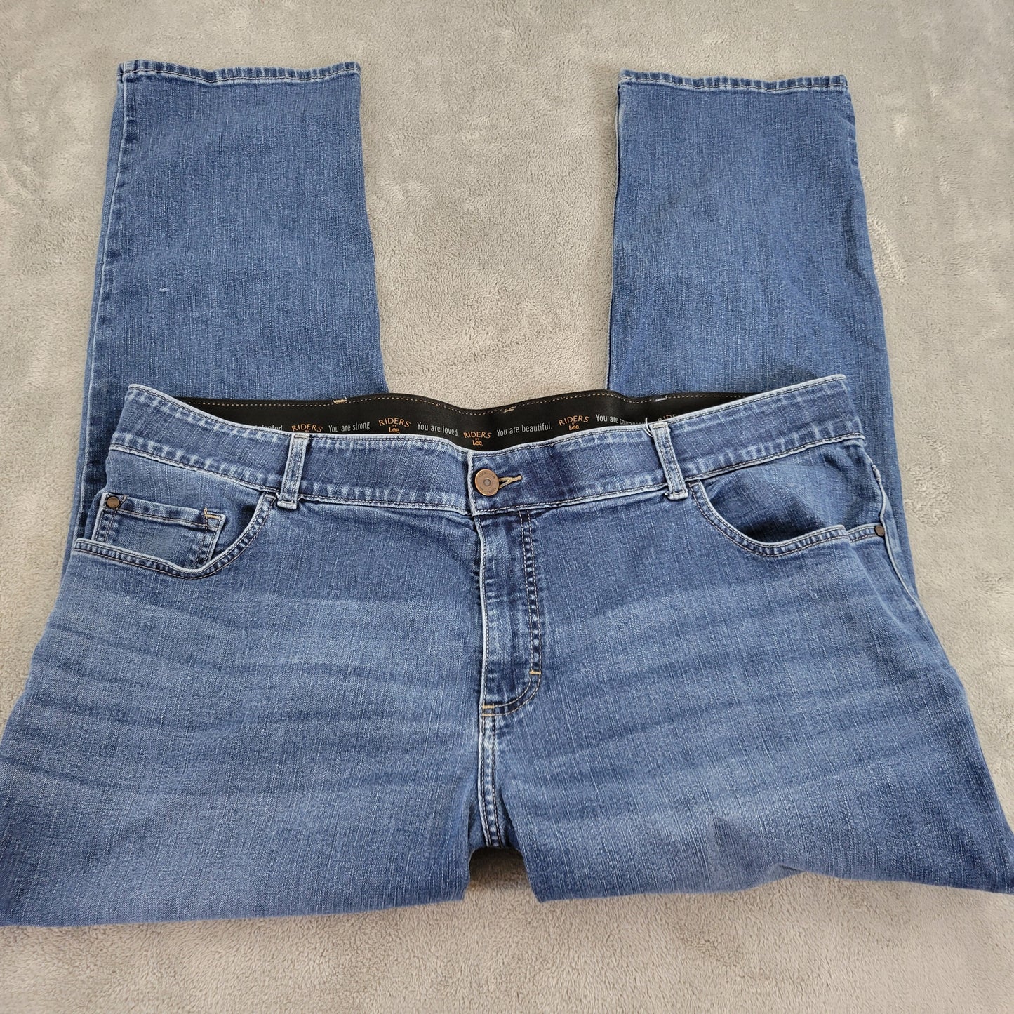 Riders by Lee Womens 24 Slim Straight Jeans Dark Wash Elastic Waist SL11E