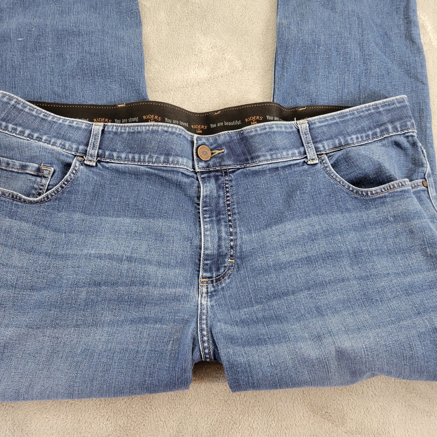 Riders by Lee Womens 24 Slim Straight Jeans Dark Wash Elastic Waist SL11E