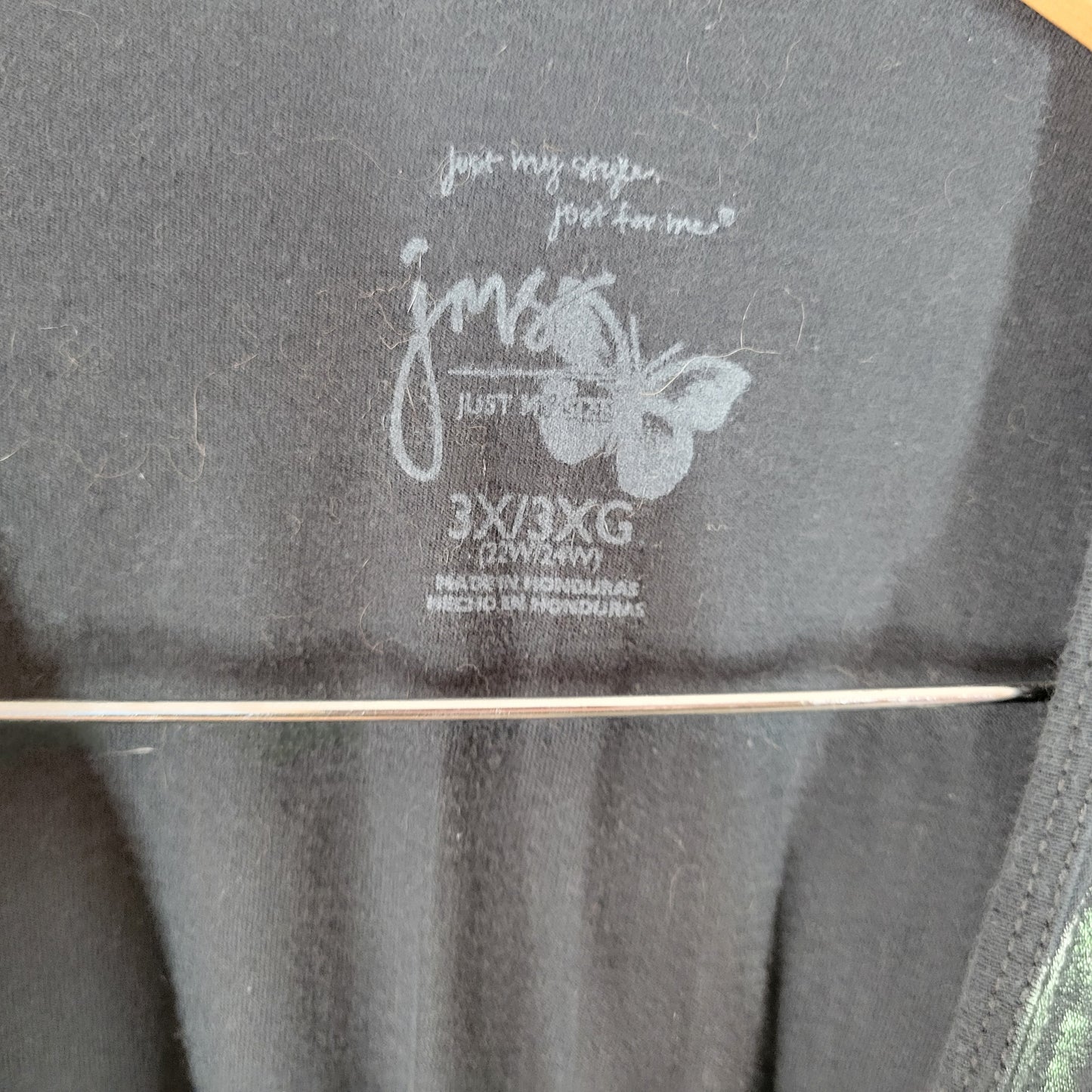 Just My Size 3X Black Tee Purple Peacock Glitter Cotton Crew NOV62E
