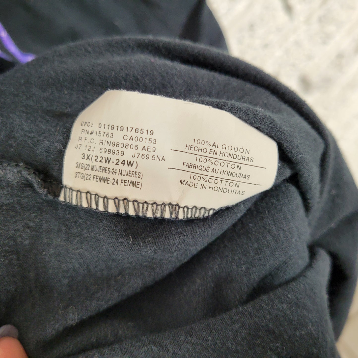 Just My Size 3X Black Tee Purple Peacock Glitter Cotton Crew NOV62E