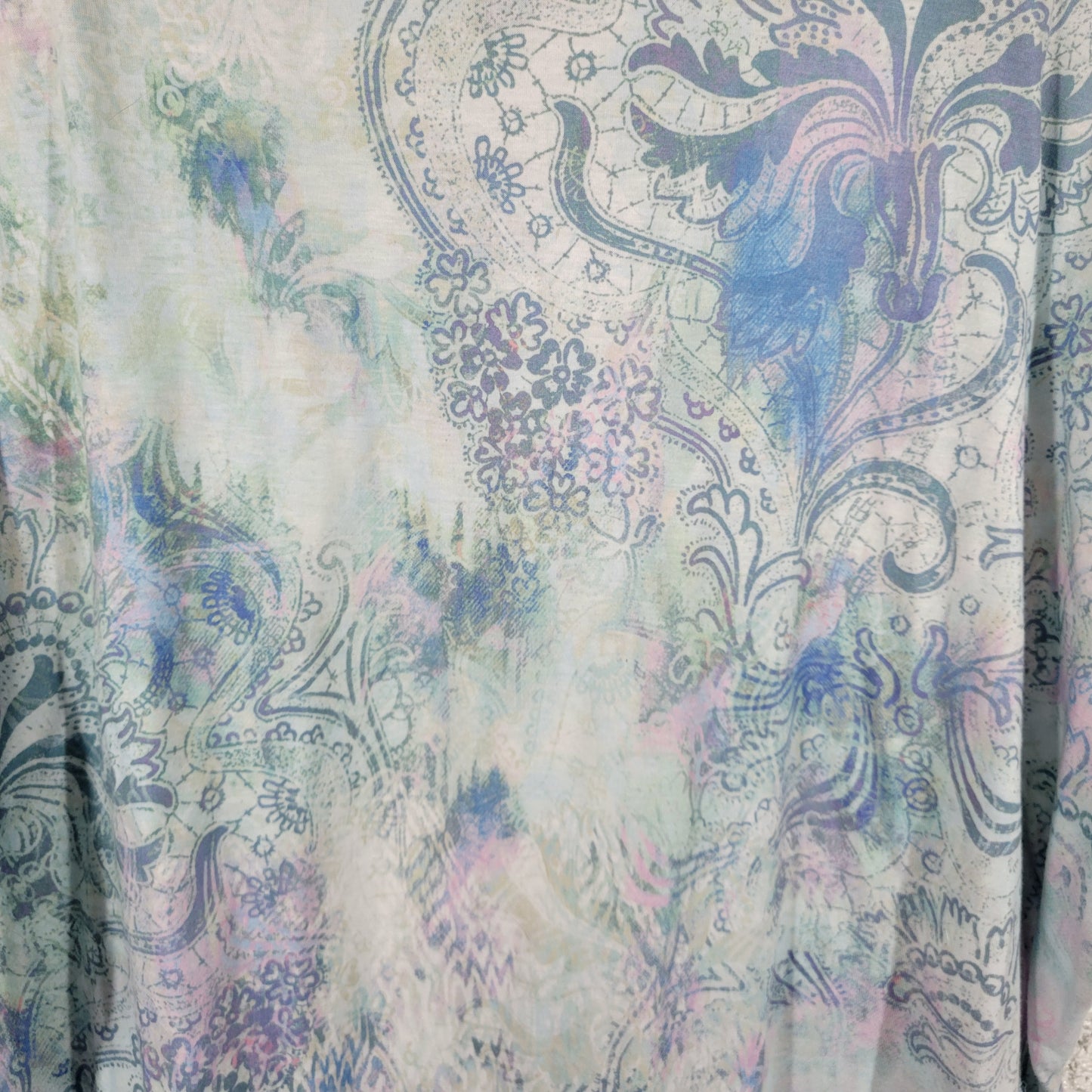 Gloria Vanderbilt 3X Blue Floral Tee V-Neck Studded Cap Sleeve Top FLO226XE