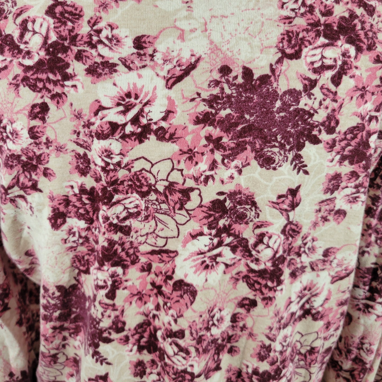 White Stag XL Purple Floral Tee Top Cotton Long Sleeve Round Neck Blouse FLO217E