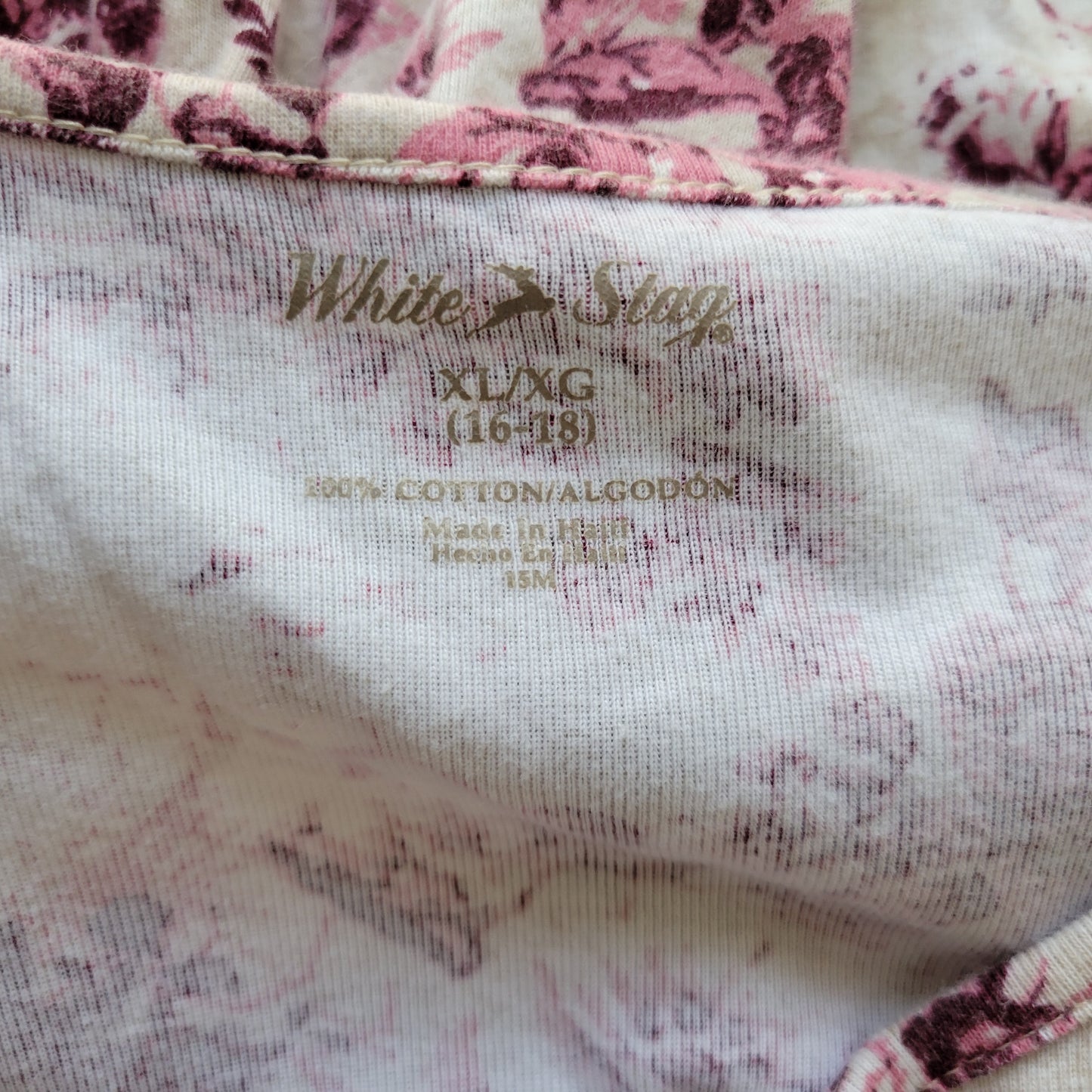 White Stag XL Purple Floral Tee Top Cotton Long Sleeve Round Neck Blouse FLO217E