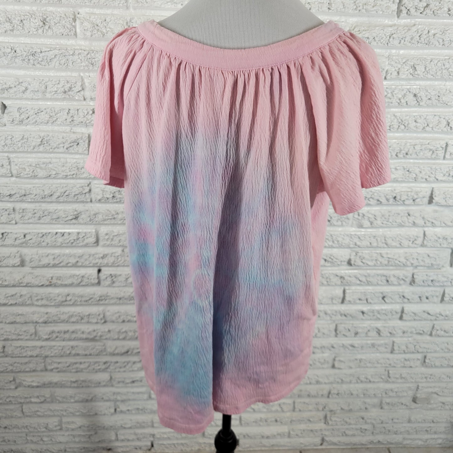 Just My Size 1X Multicolor Tie Dye Tee Beaded Top Cotton Blend Shirt TIE1E