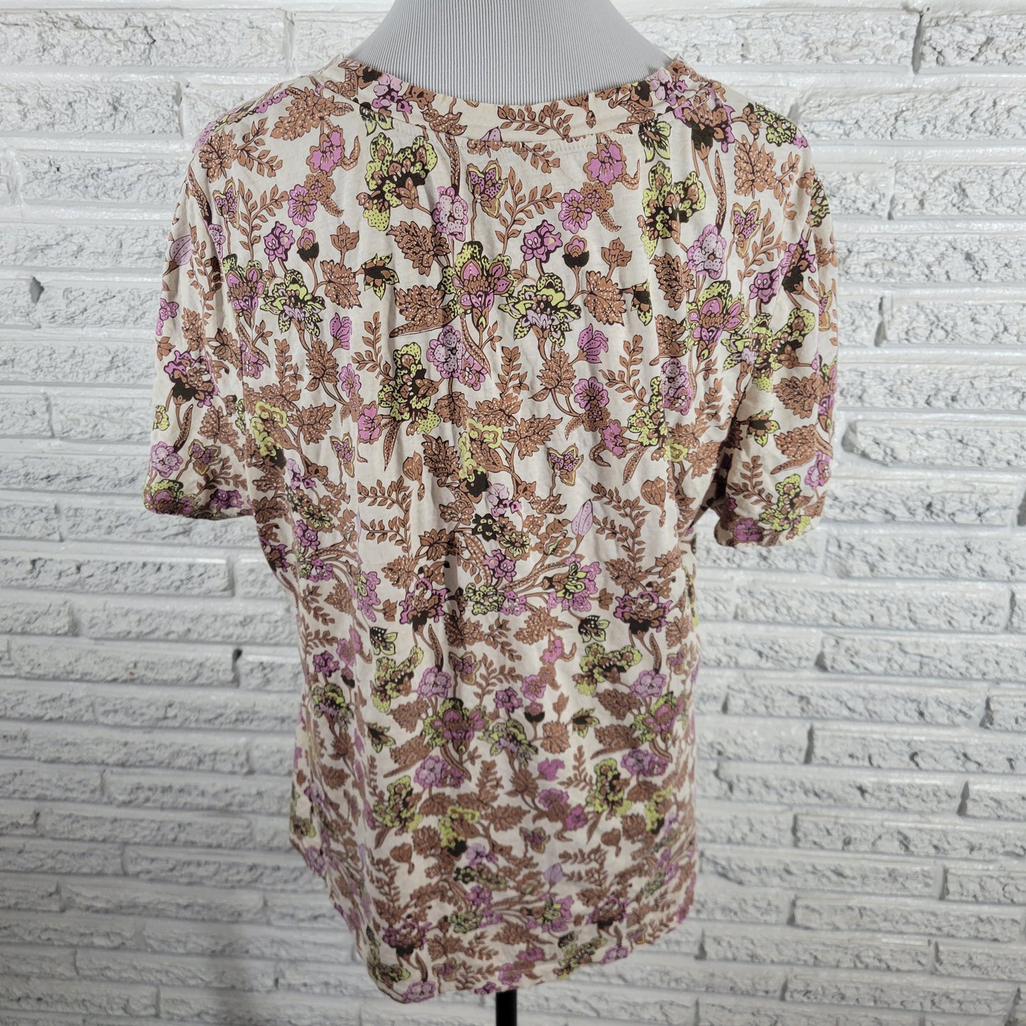 Charter Club Womens Floral V Neck T Shirt XL Multicolor Short Sleeve FLO19E