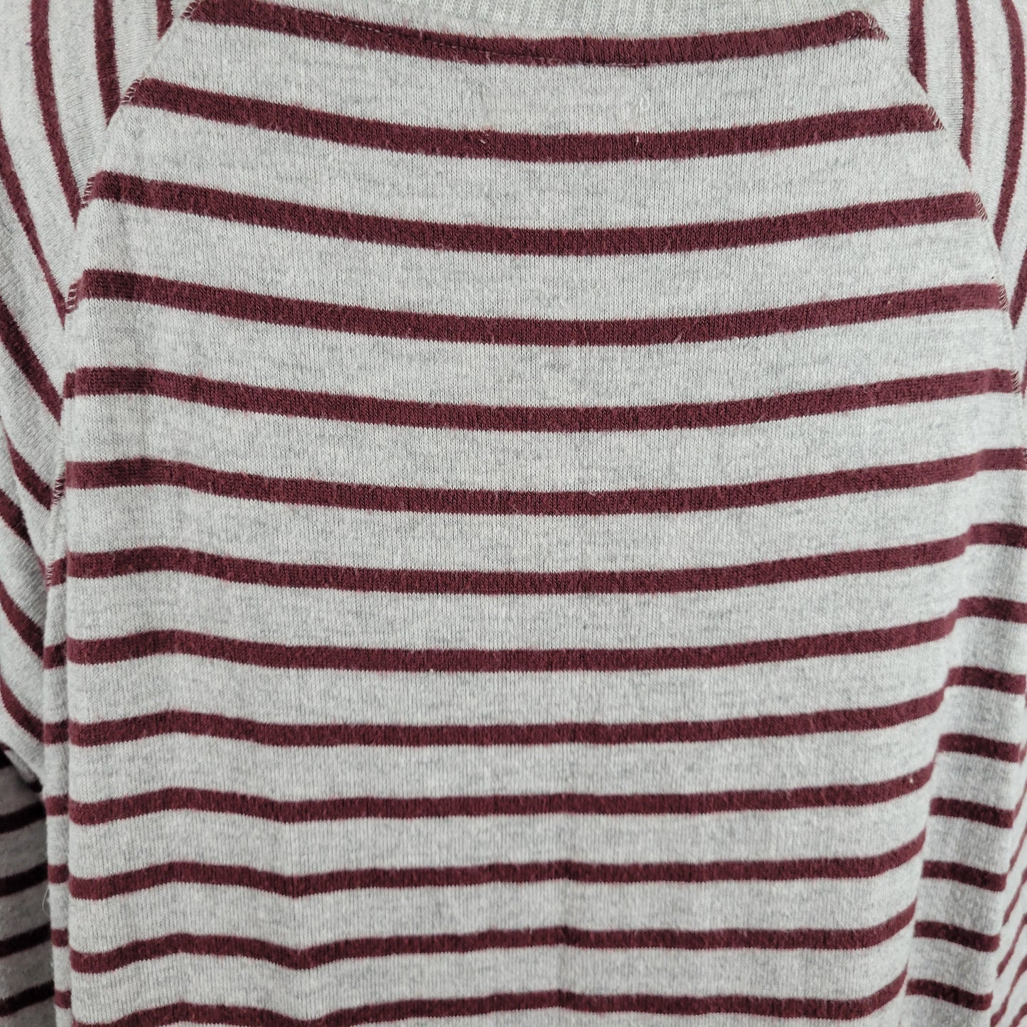Maurices Womens Brown Gray Striped Sweater 1X Crew Neck 3/4 Sleeve Knit STR99XE