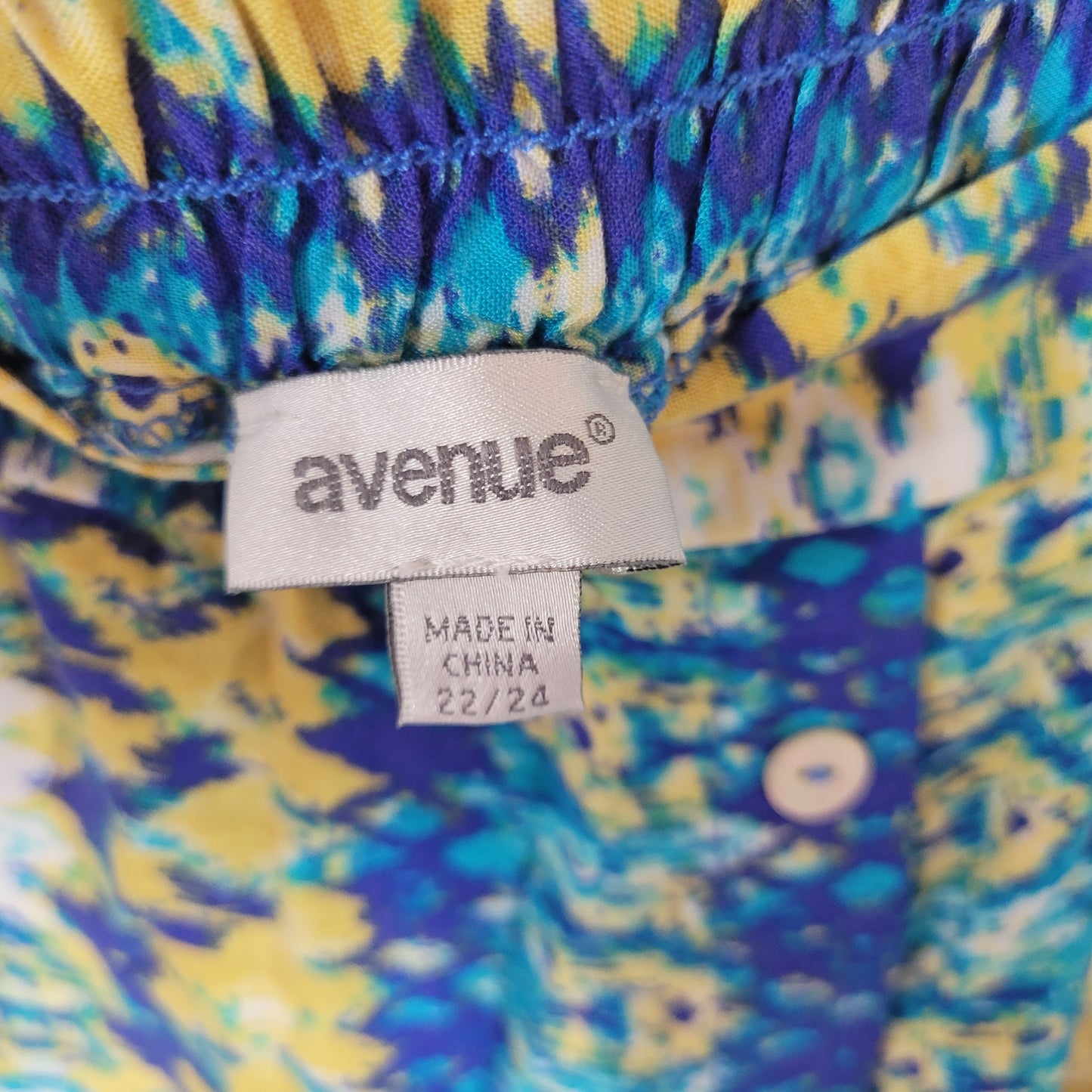 Avenue Womens Geometric Midi Skirt 22 24 Blue Yellow Handkerchief Flare GEO90E