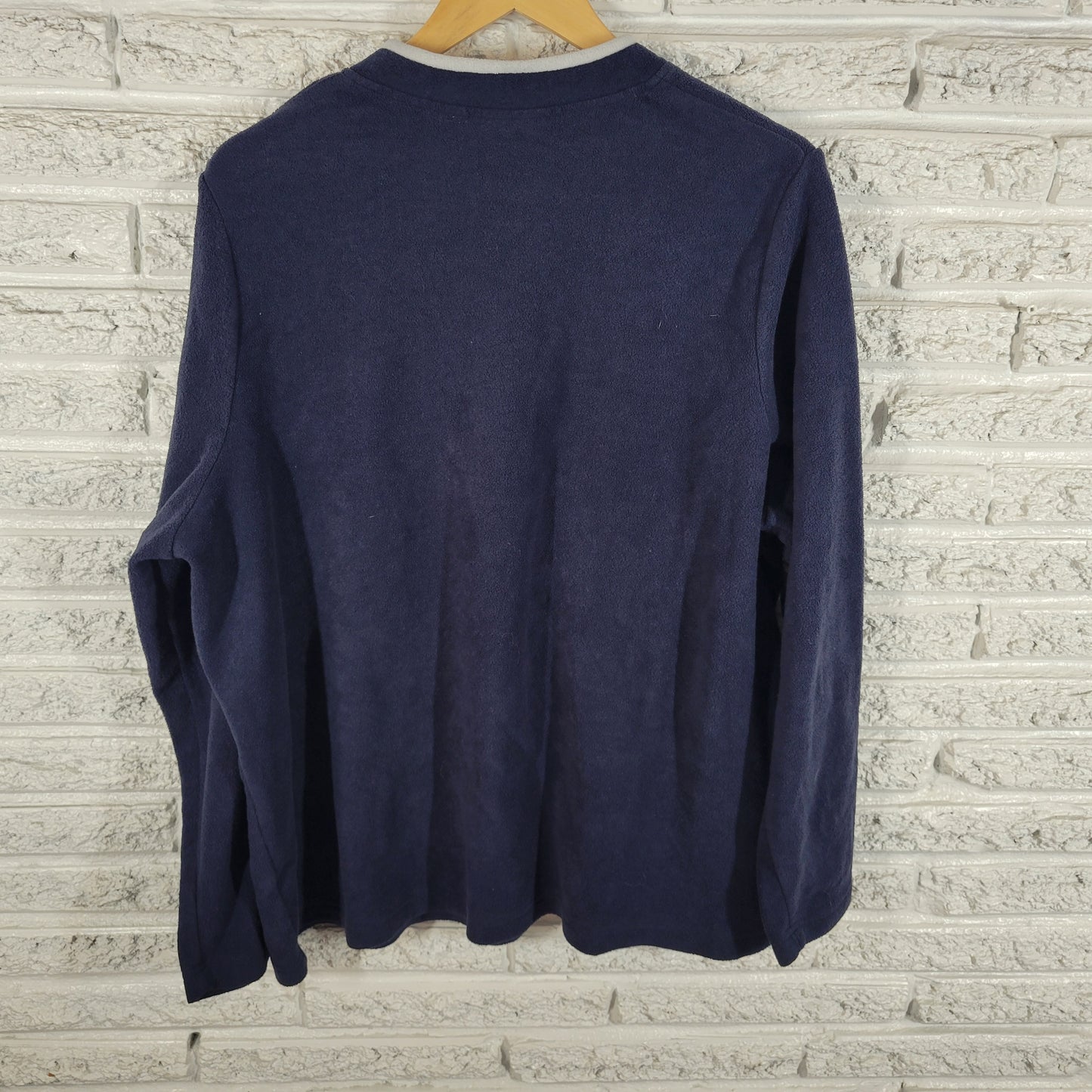 Croft Barrow Womens Snowflake Fleece Sweatshirt 2X Blue V Neck Plus SWE90E