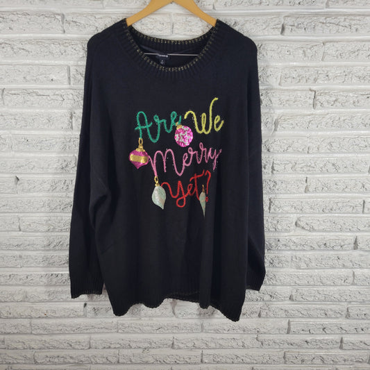 Torrid Black Sequin Metallic Christmas Sweater 2X Womens Festive Winter SWE75E