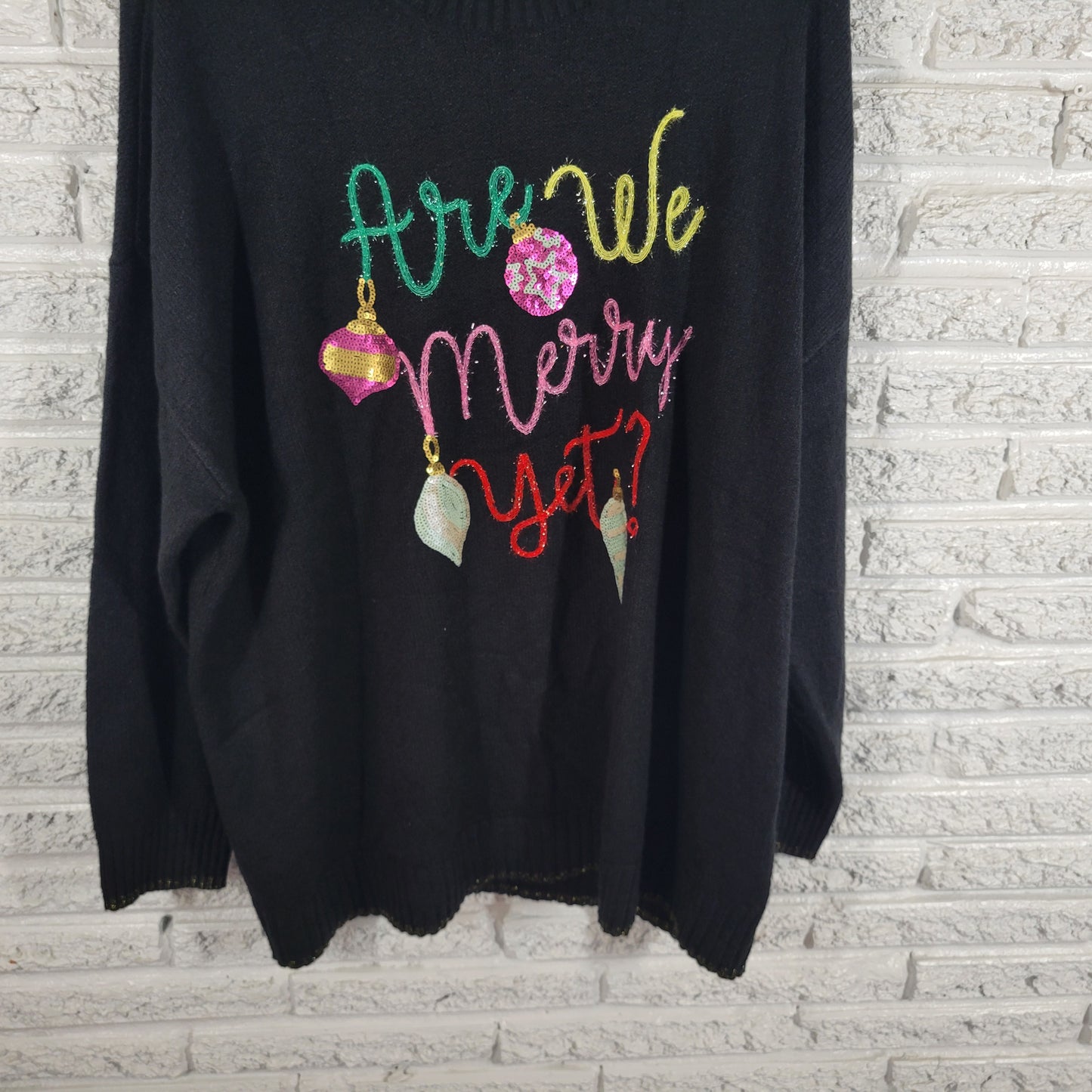 Torrid Black Sequin Metallic Christmas Sweater 2X Womens Festive Winter SWE75E