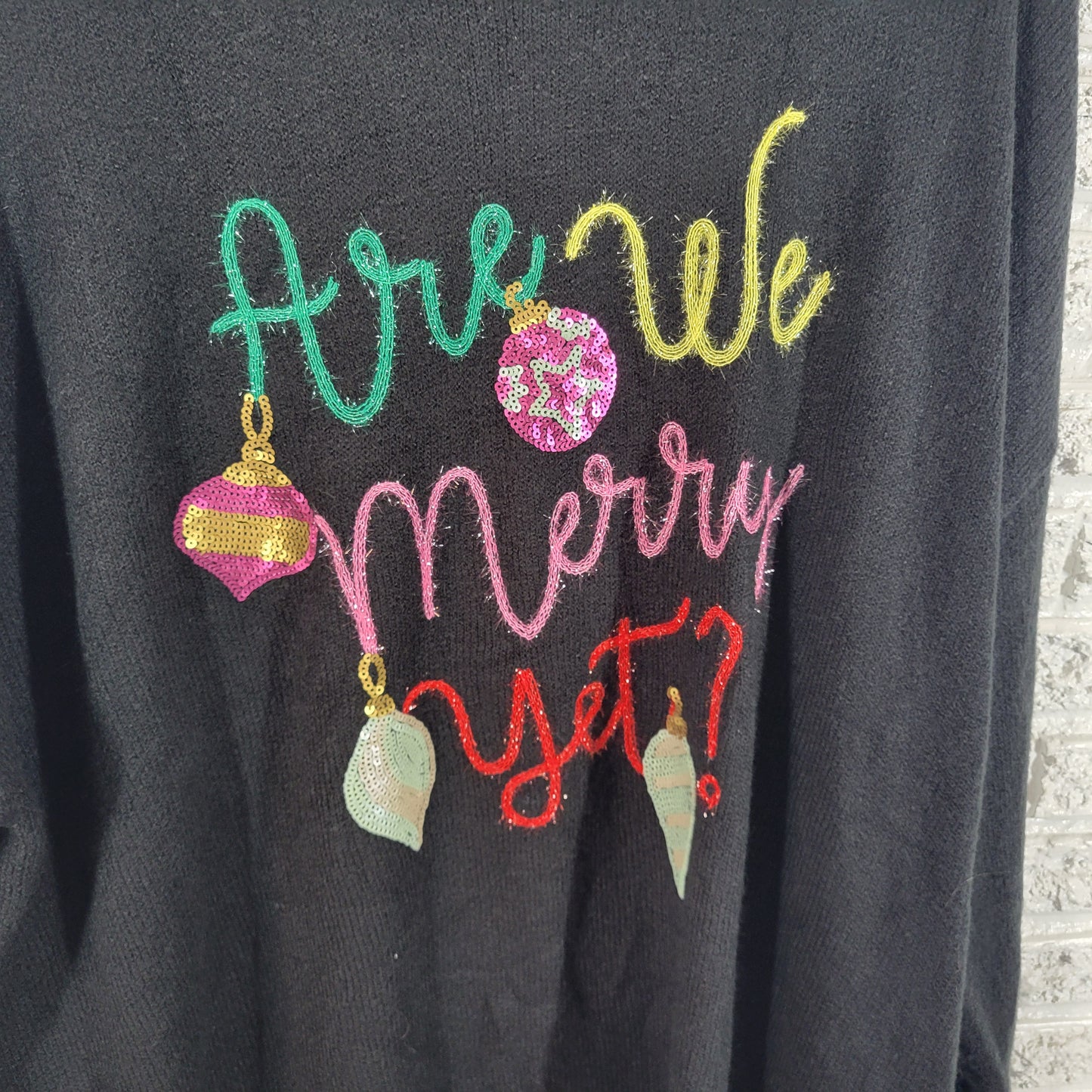 Torrid Black Sequin Metallic Christmas Sweater 2X Womens Festive Winter SWE75E