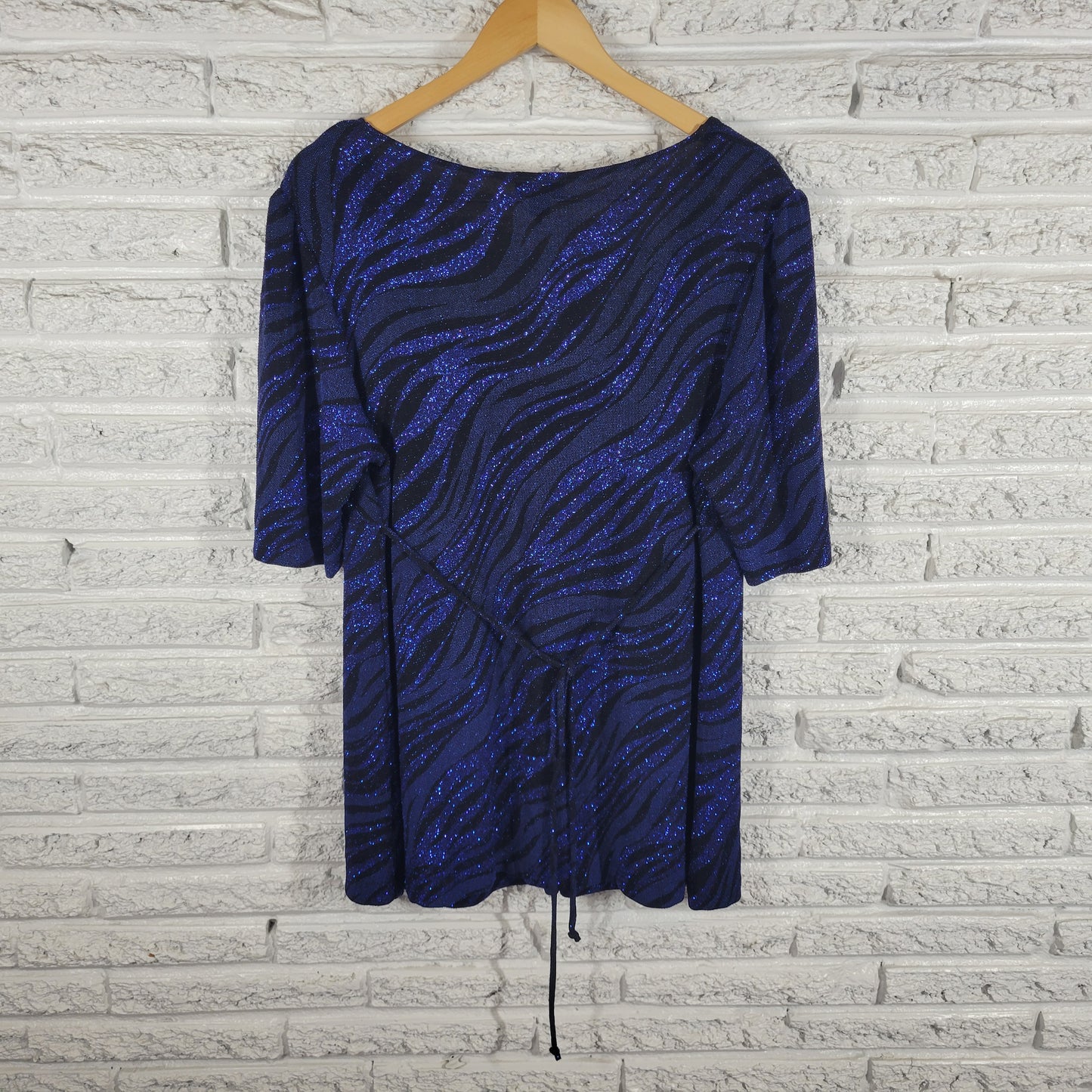 Dressbarn Womens Blue Black Swirl Sparkle Tunic 18 20 Plus Rhinestone BLU50E