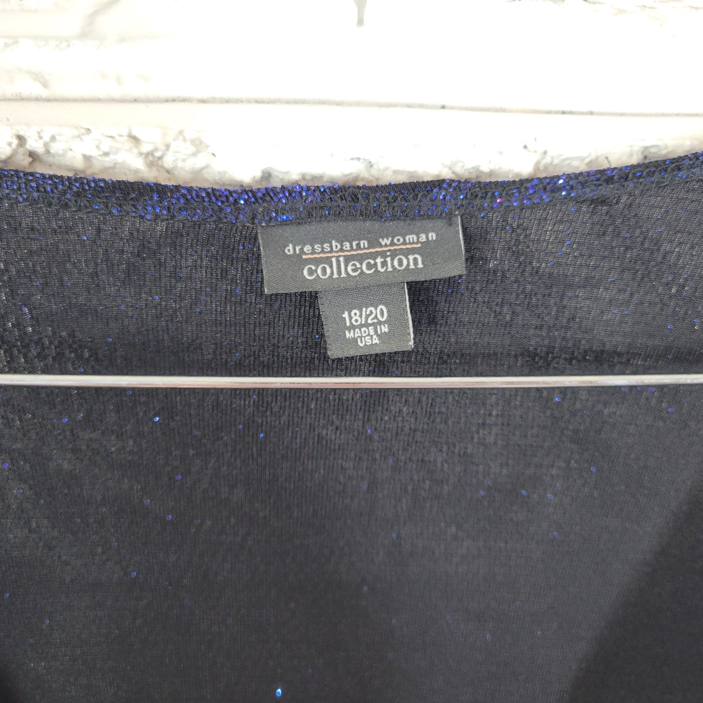 Dressbarn Womens Blue Black Swirl Sparkle Tunic 18 20 Plus Rhinestone BLU50E