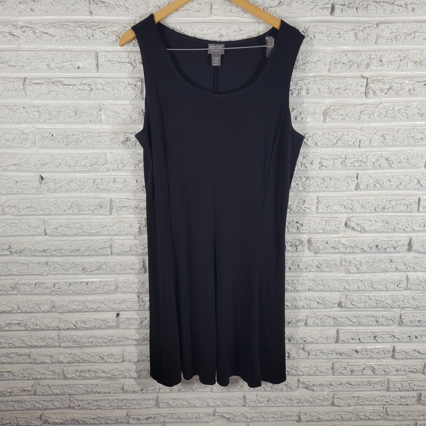 Chicos Additions Womens Black Tank Dress XL Solid Knit Knee Length BLA64E