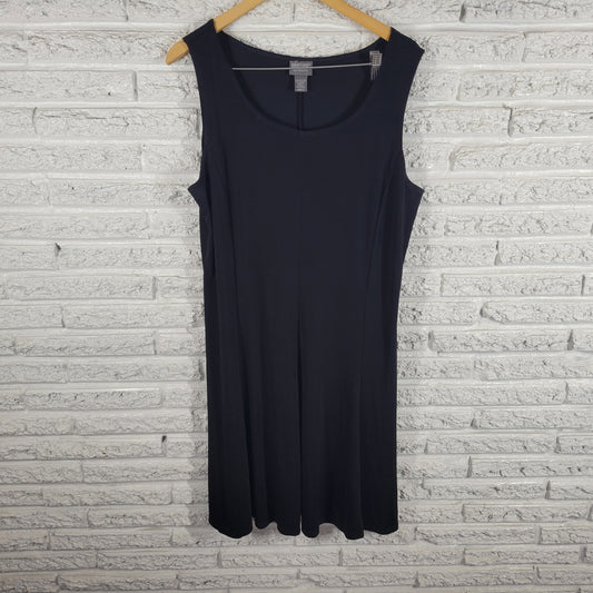Chicos Additions Womens Black Tank Dress XL Solid Knit Knee Length BLA64E