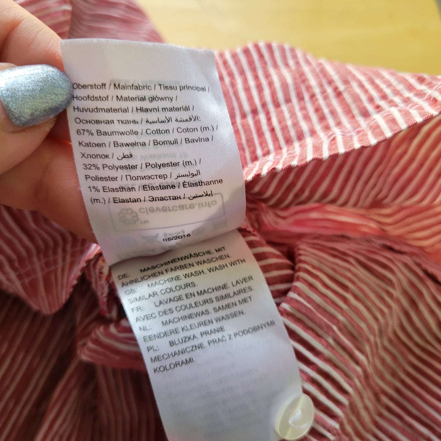 Ulla Popken Tunic Blouse Womens 20/22 Red White Stripe Seersucker STR103E