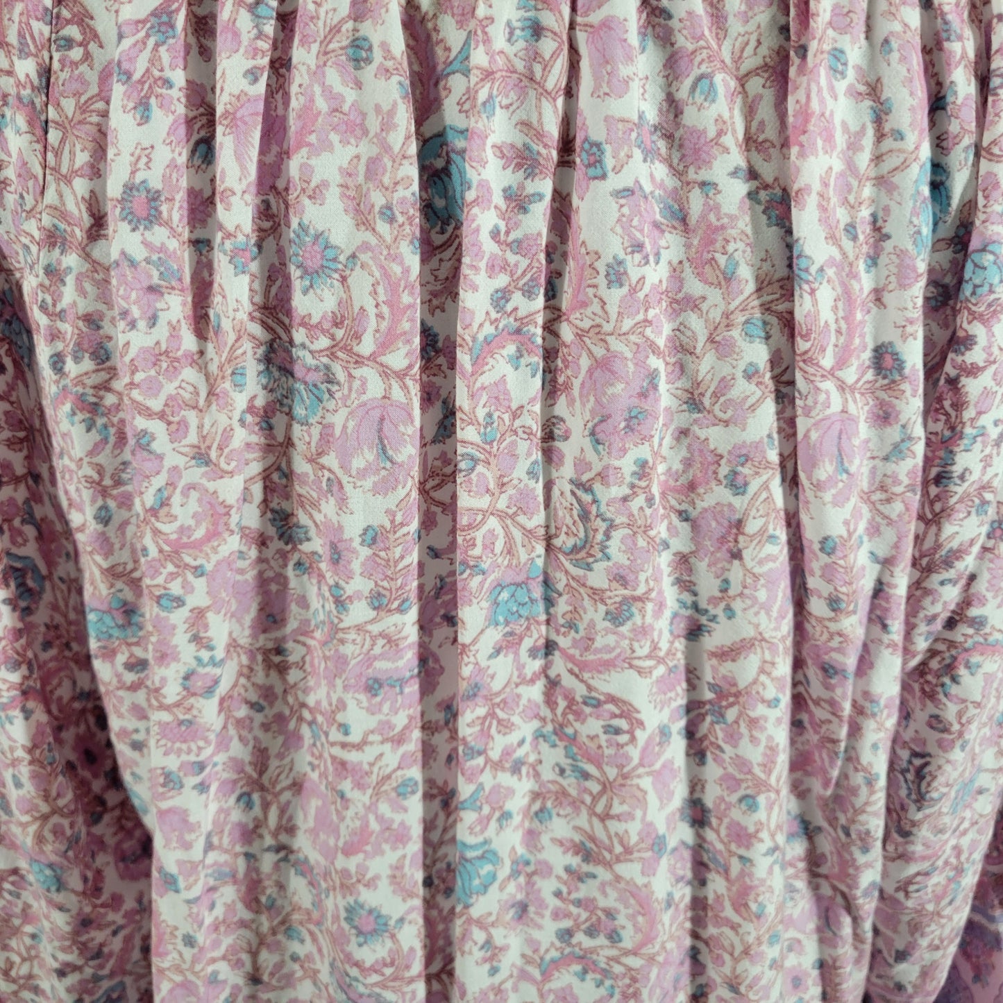 Cynthia Rowley Top Womens 1X Purple Blue Floral Long Sleeve Button Rayon FLO68E