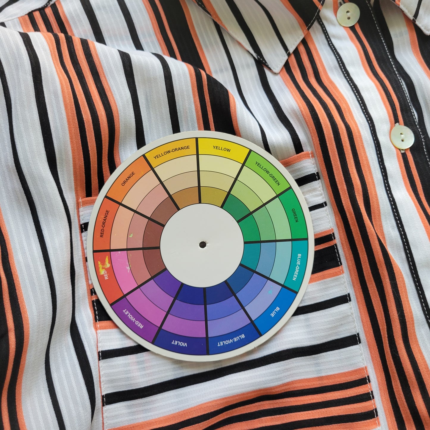 Ruby Rd 1X Orange Black Stripe Button Up Shirt Roll Tab Sleeve Pocket Top STR80E