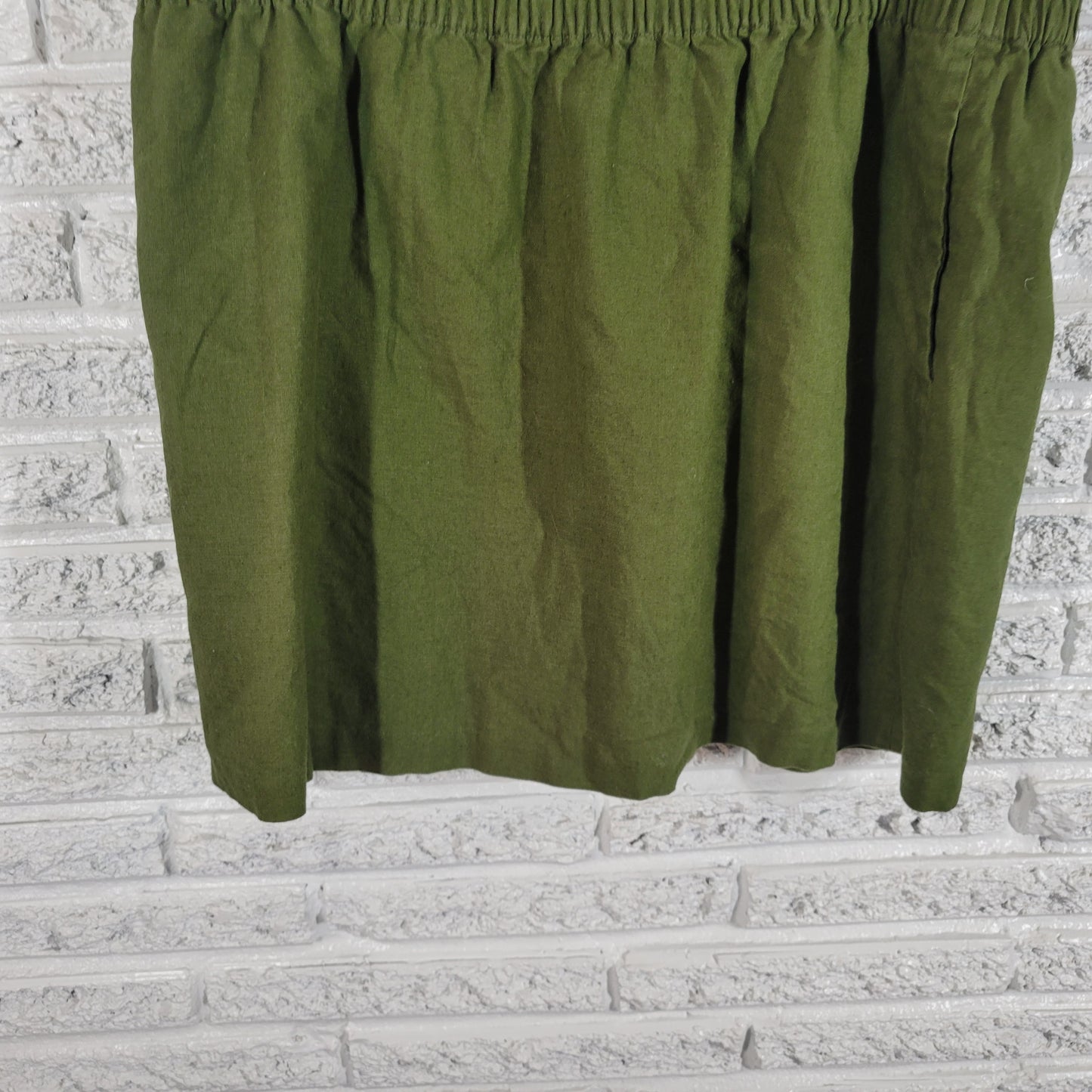 J Crew  Plus   18 Green Linen Cotton A-Line Skirt Pockets Pull On GRE2XE