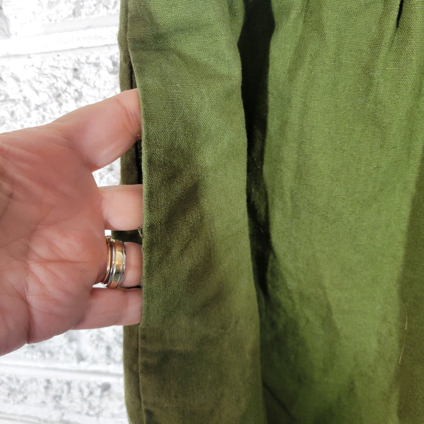 J Crew  Plus   18 Green Linen Cotton A-Line Skirt Pockets Pull On GRE2XE