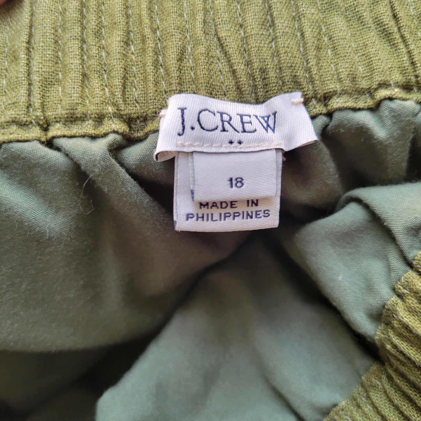 J Crew  Plus   18 Green Linen Cotton A-Line Skirt Pockets Pull On GRE2XE