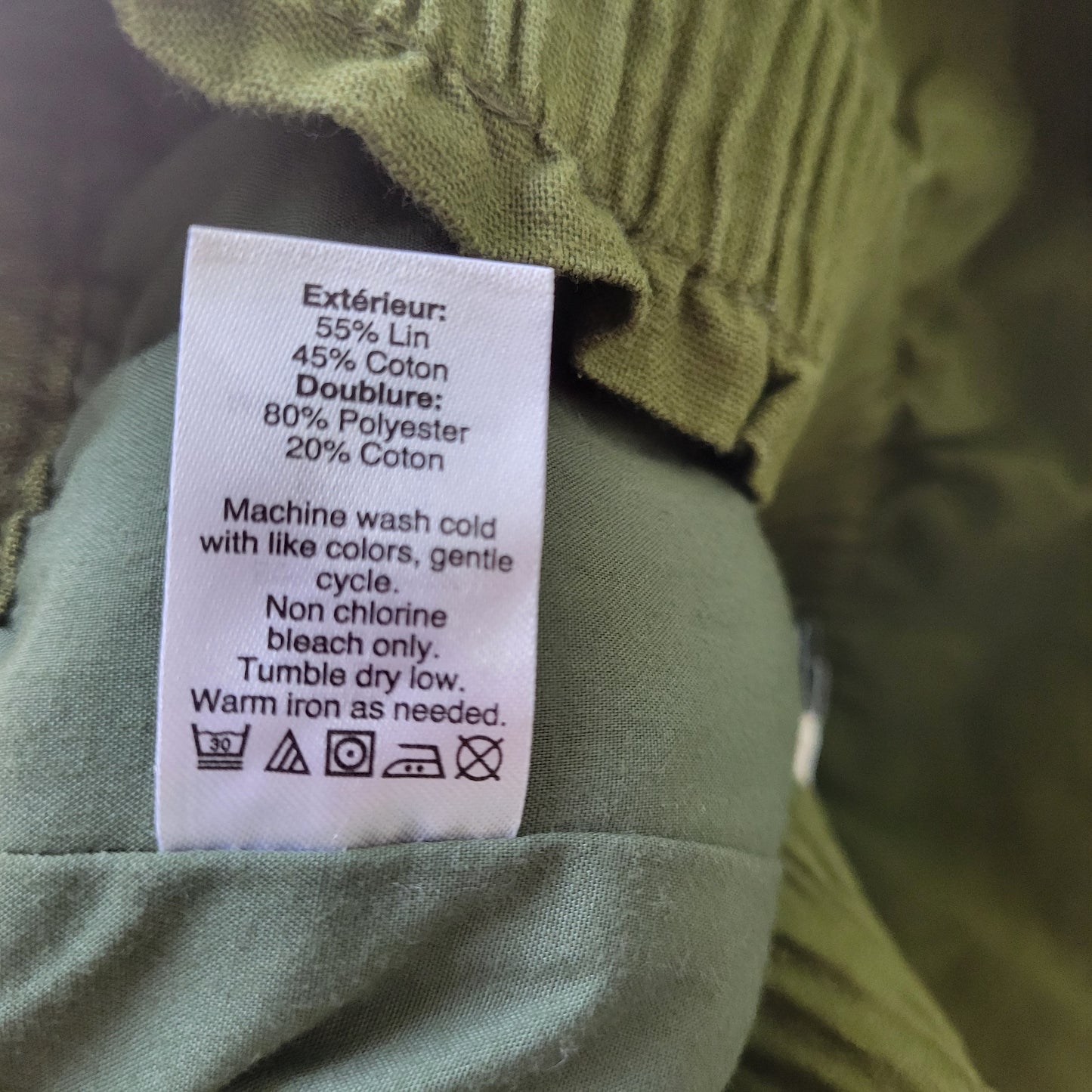 J Crew  Plus   18 Green Linen Cotton A-Line Skirt Pockets Pull On GRE2XE