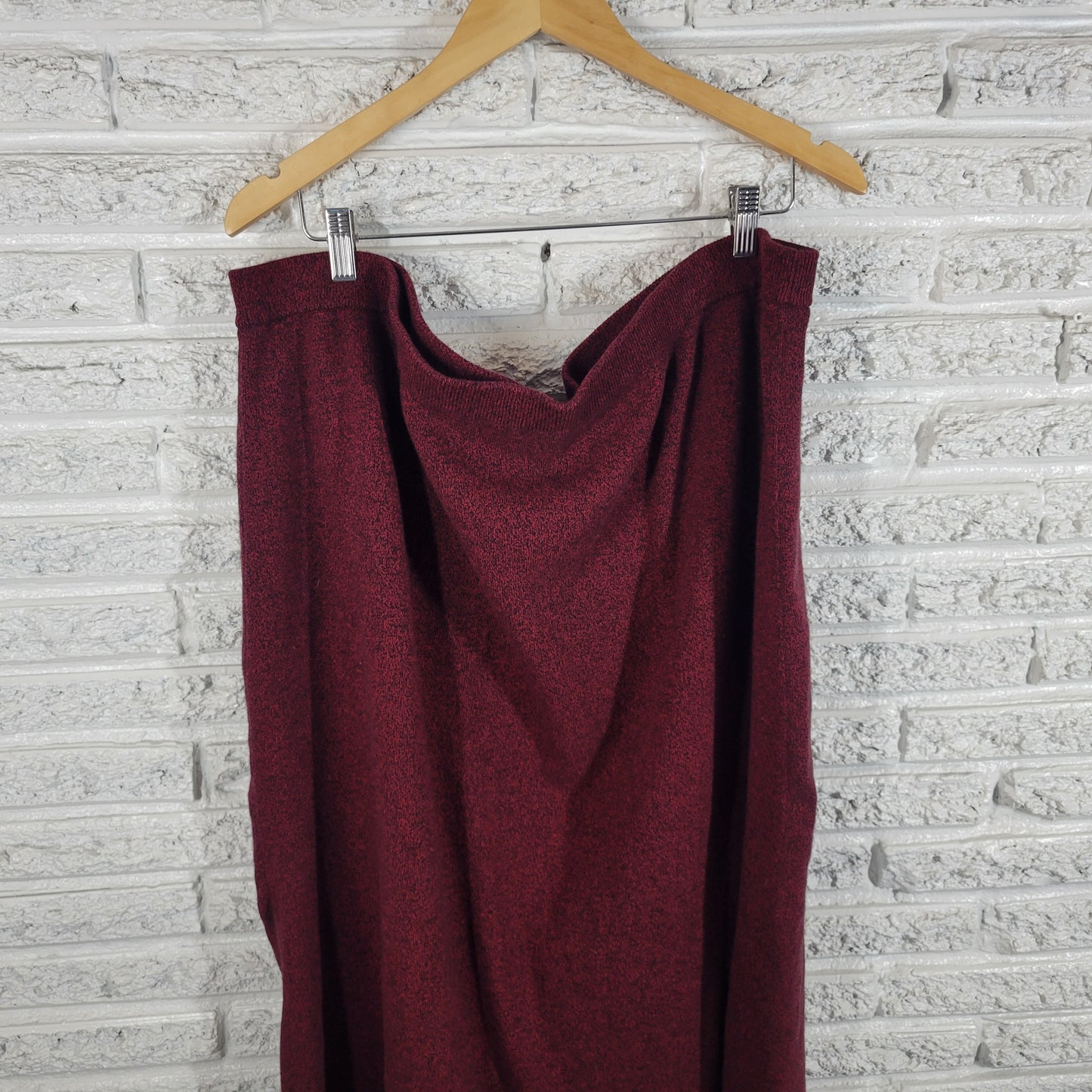 Cherokee 3X Red Black Marled Cotton Knit Pencil Skirt Plus Midi RED59E