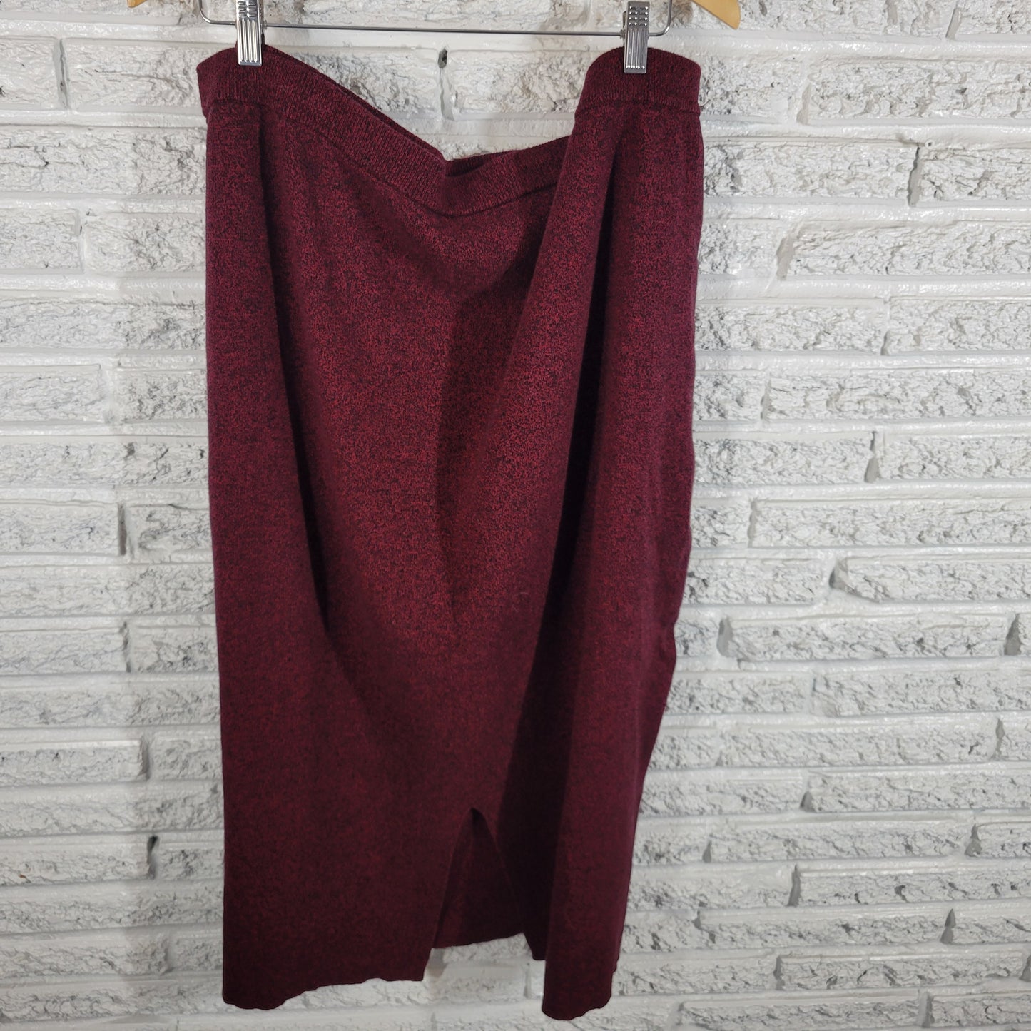 Cherokee 3X Red Black Marled Cotton Knit Pencil Skirt Plus Midi RED59E