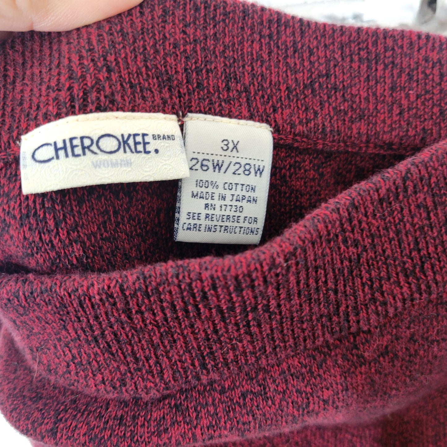 Cherokee 3X Red Black Marled Cotton Knit Pencil Skirt Plus Midi RED59E