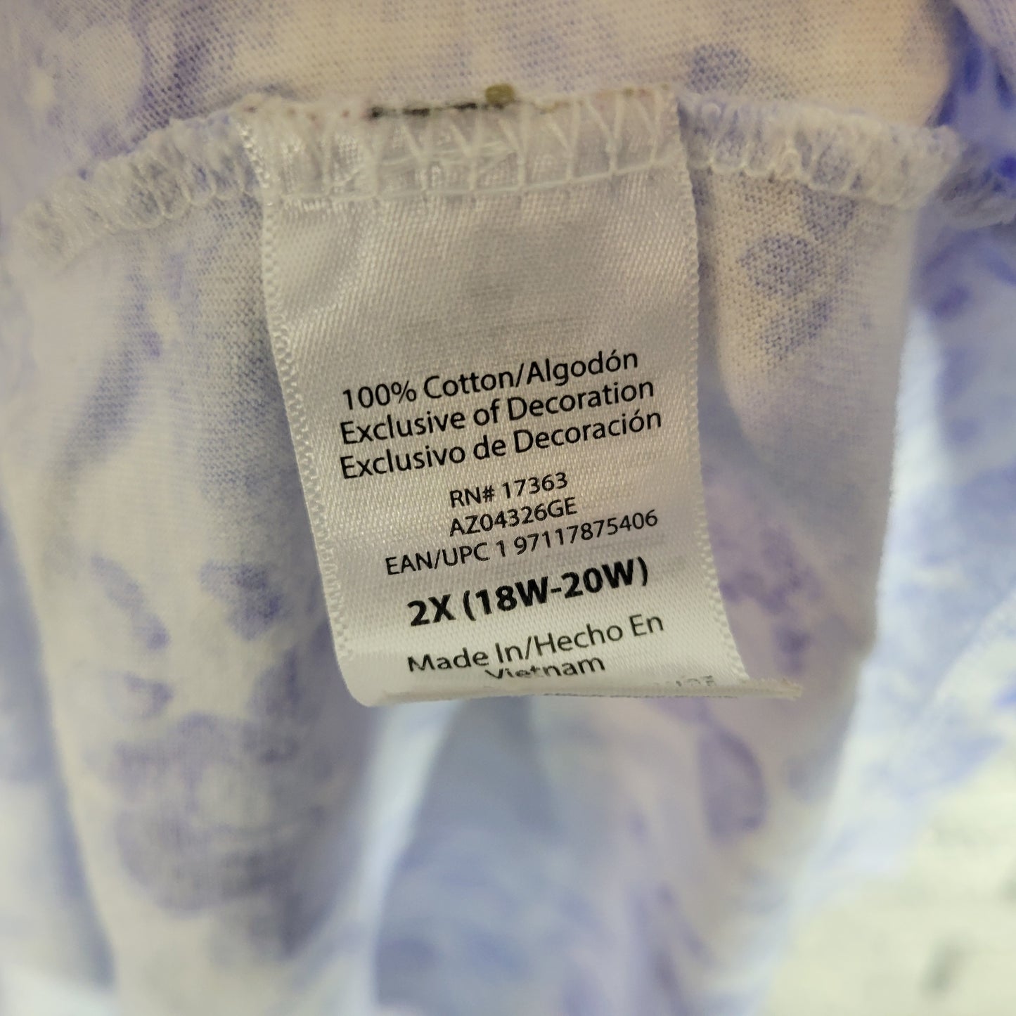 Aria Nightgown Womens 2X Blue White Floral 100% Cotton Lace Pintuck FLO48E