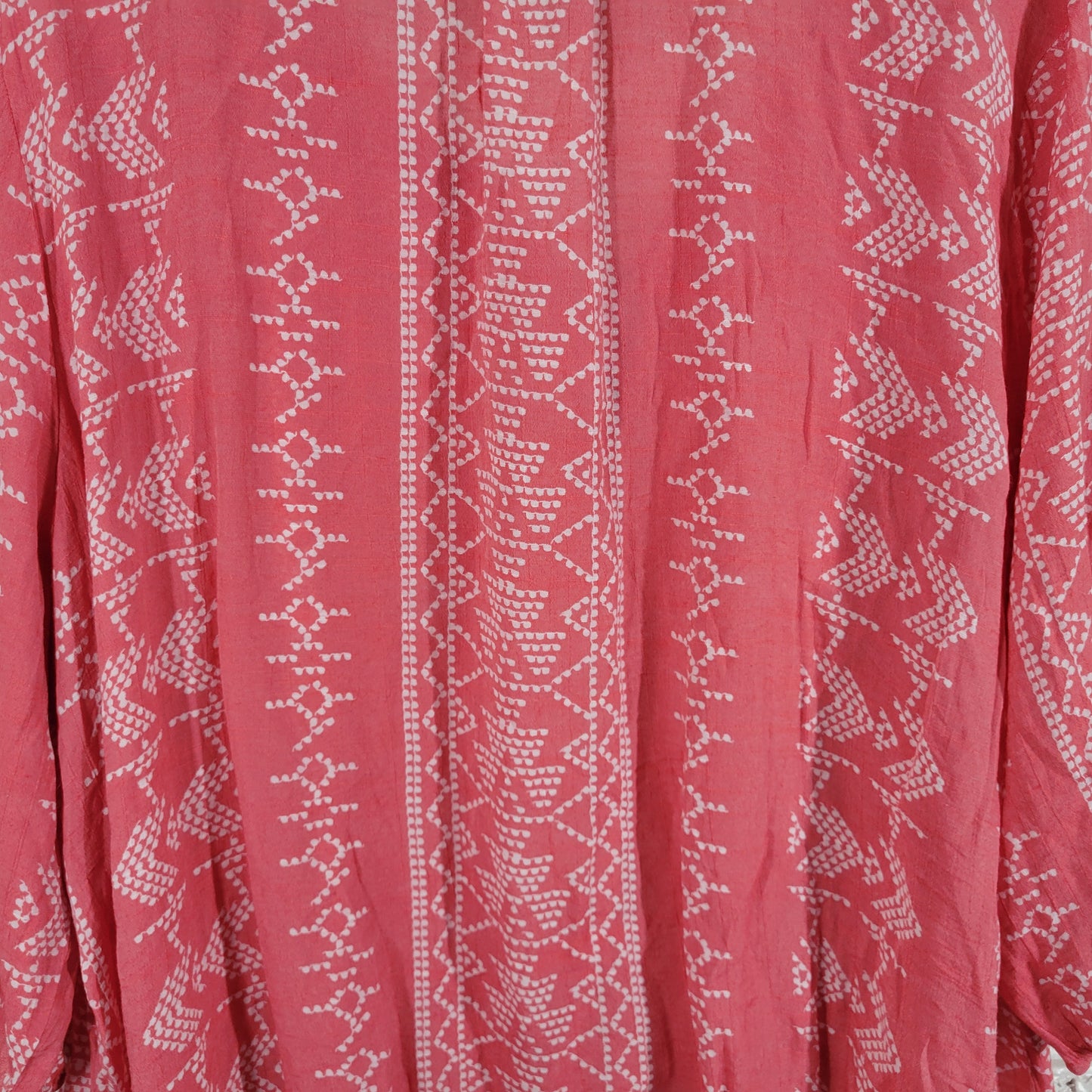 Catherines 3X Tunic Top Pink White Geometric VNeck Button Sheer Plus GEO141E