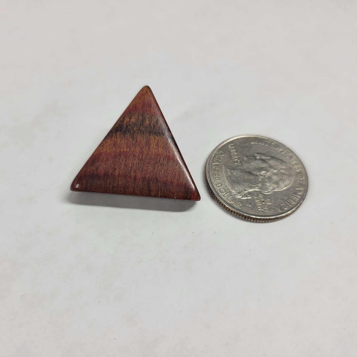 Vintage Modernist Brown Wood Triangle Stud Earrings Geometric Boho Post E140E