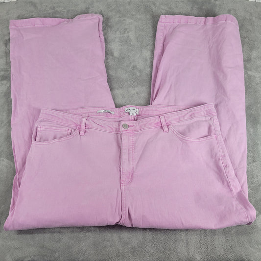 Ava & Viv 22 Plus Wide Leg Jeans Pink Denim Elastic Waist 5 Pocket SL10E