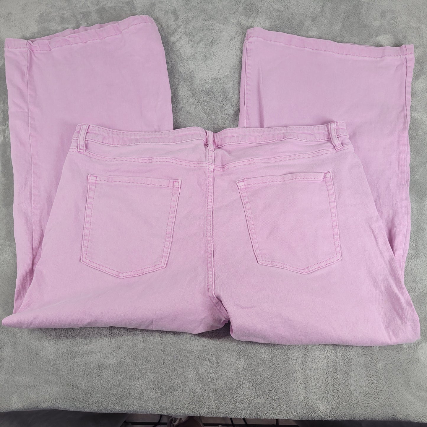 Ava & Viv 22 Plus Wide Leg Jeans Pink Denim Elastic Waist 5 Pocket SL10E
