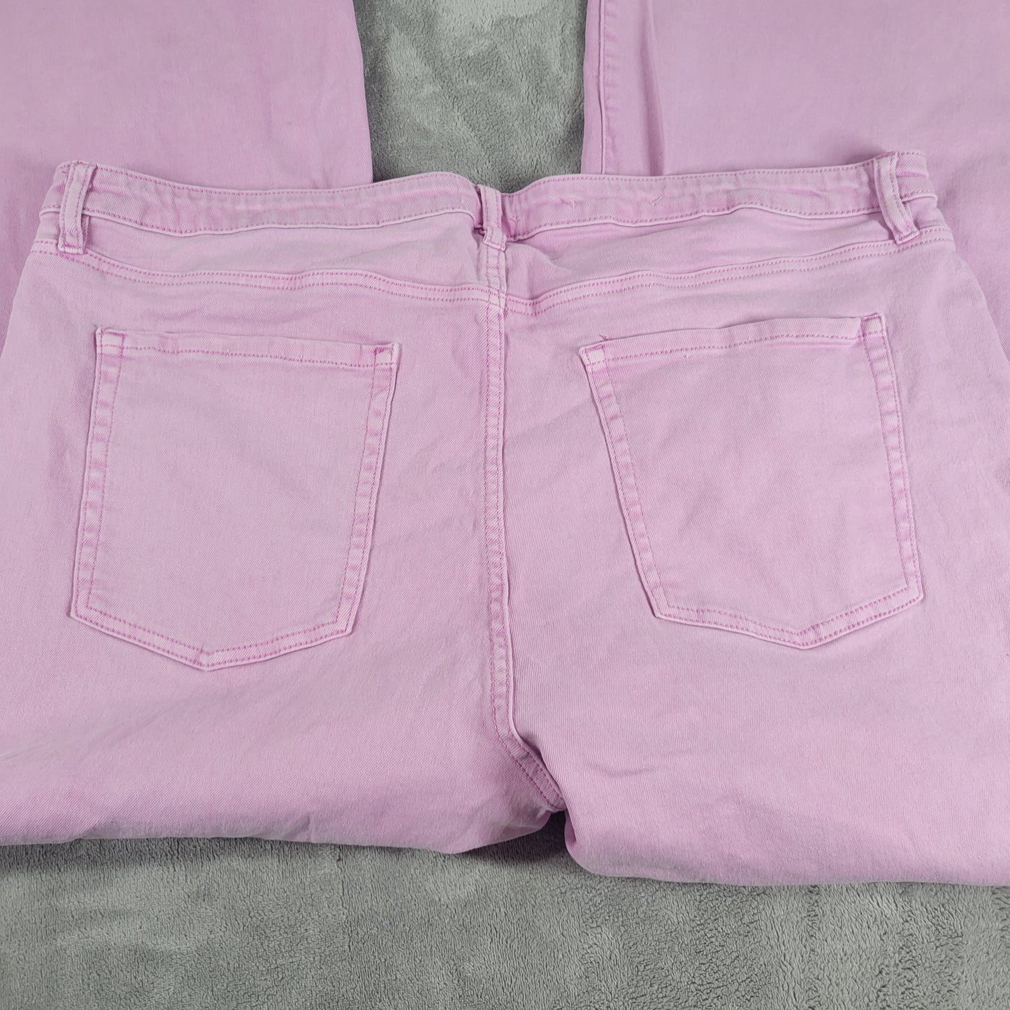 Ava & Viv 22 Plus Wide Leg Jeans Pink Denim Elastic Waist 5 Pocket SL10E