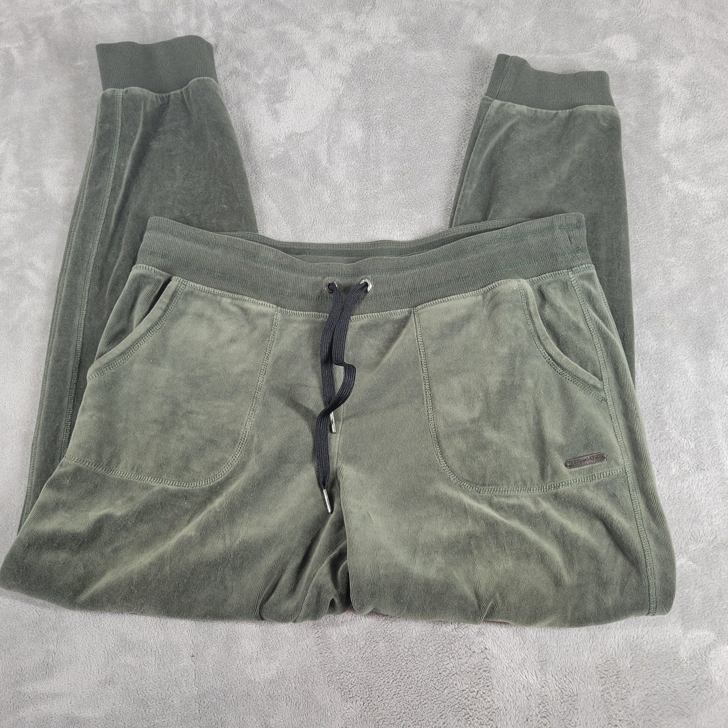 Calvin Klein Womens Green Velour Jogger Sweatpants XL Drawstring Pockets GRE18E