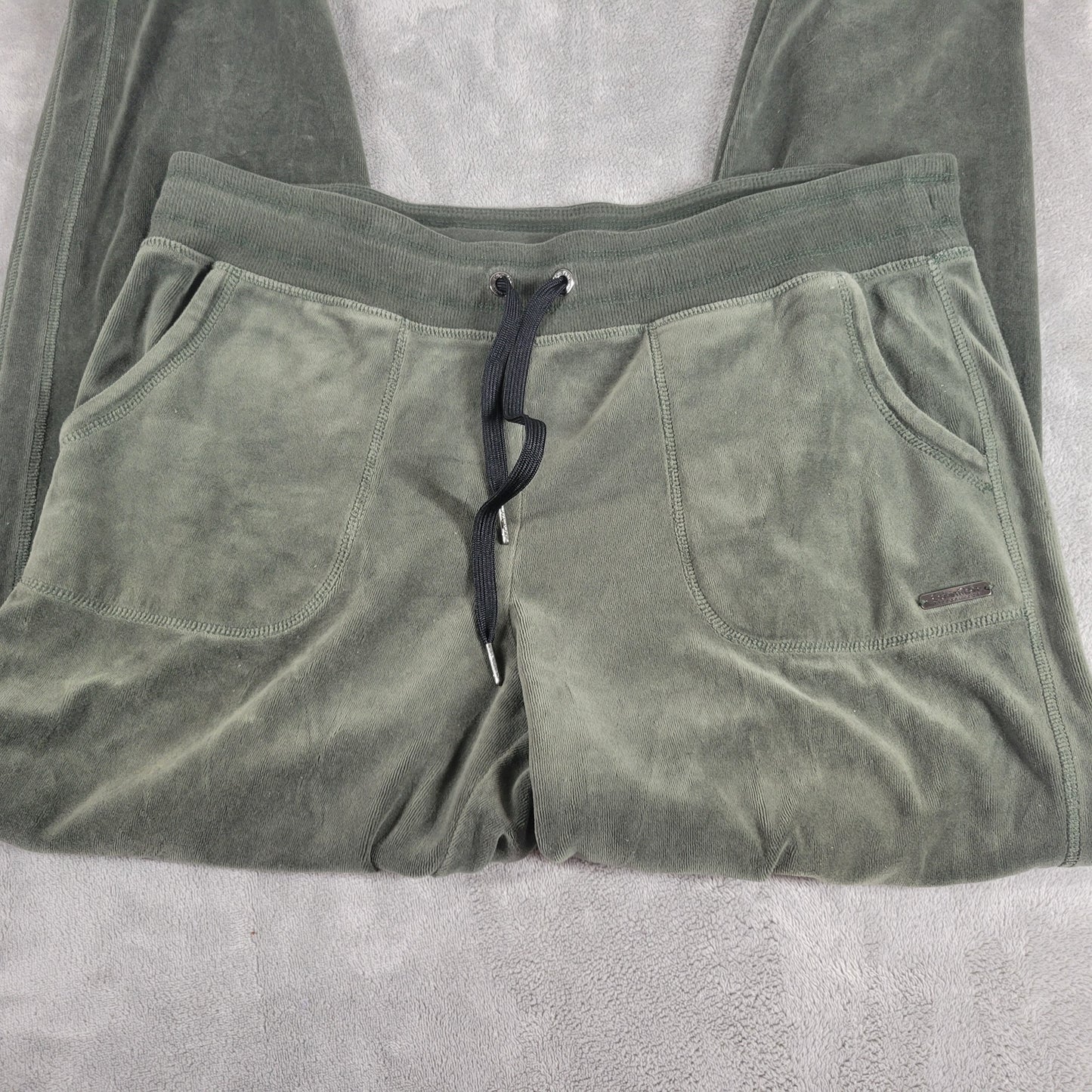 Calvin Klein Womens Green Velour Jogger Sweatpants XL Drawstring Pockets GRE18E