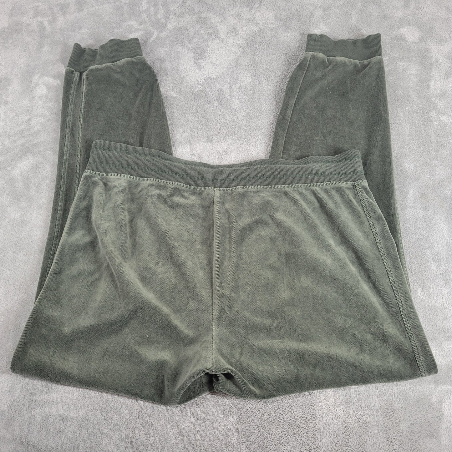 Calvin Klein Womens Green Velour Jogger Sweatpants XL Drawstring Pockets GRE18E