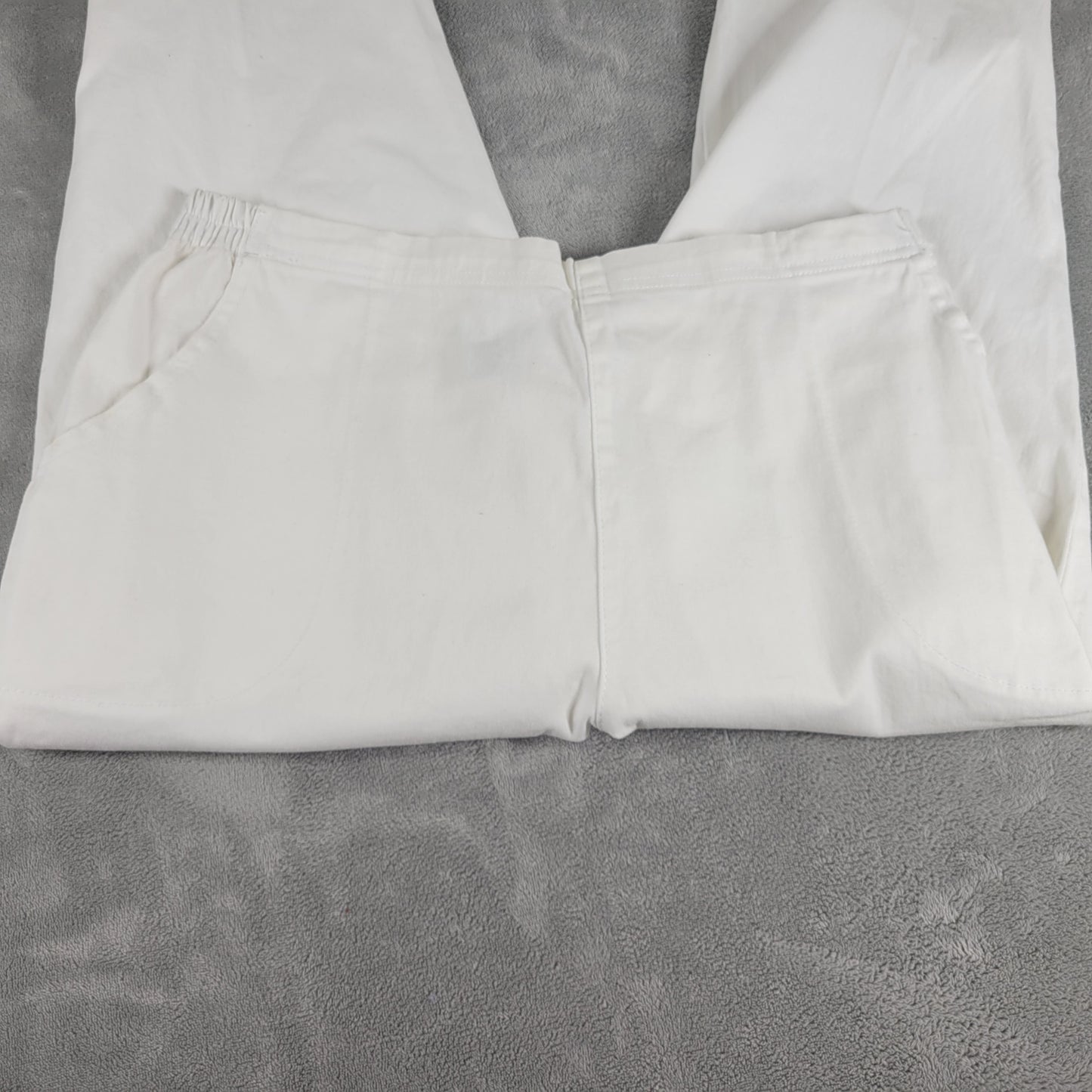 Croft Barrow Womens White Capri Pants XXL Plus Elastic Waist Lace Up Hem WHI19E