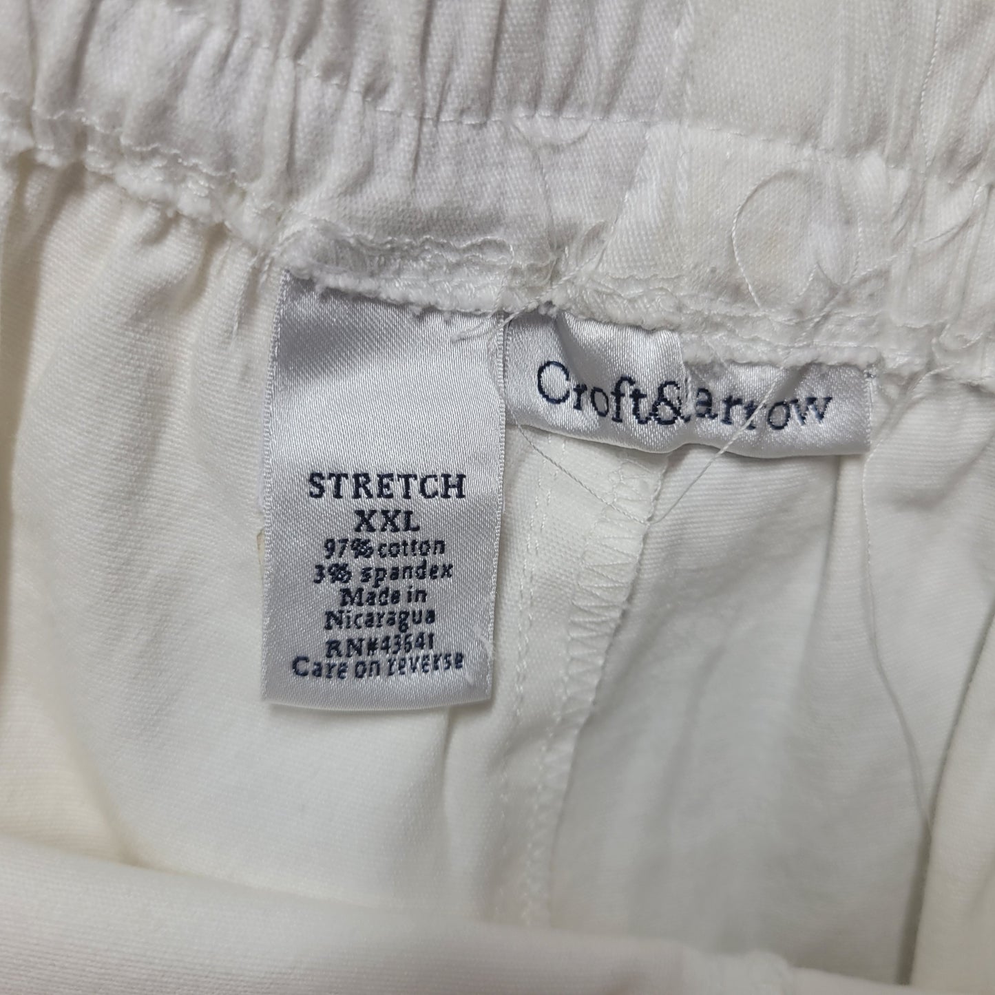 Croft Barrow Womens White Capri Pants XXL Plus Elastic Waist Lace Up Hem WHI19E