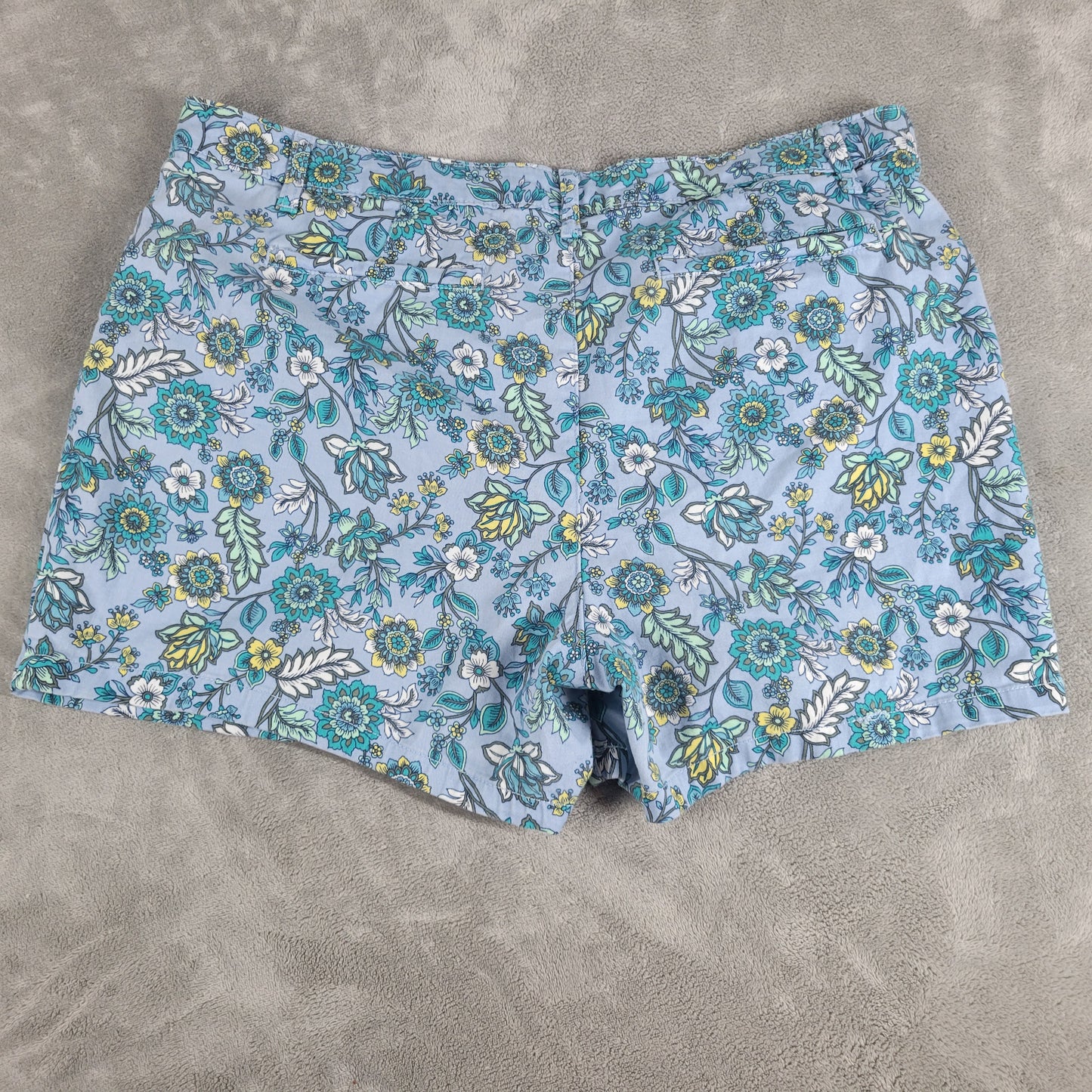 St. John's Bay 18 Shorts Blue Floral Elastic Waist Cotton Blend Pockets FLO121XE