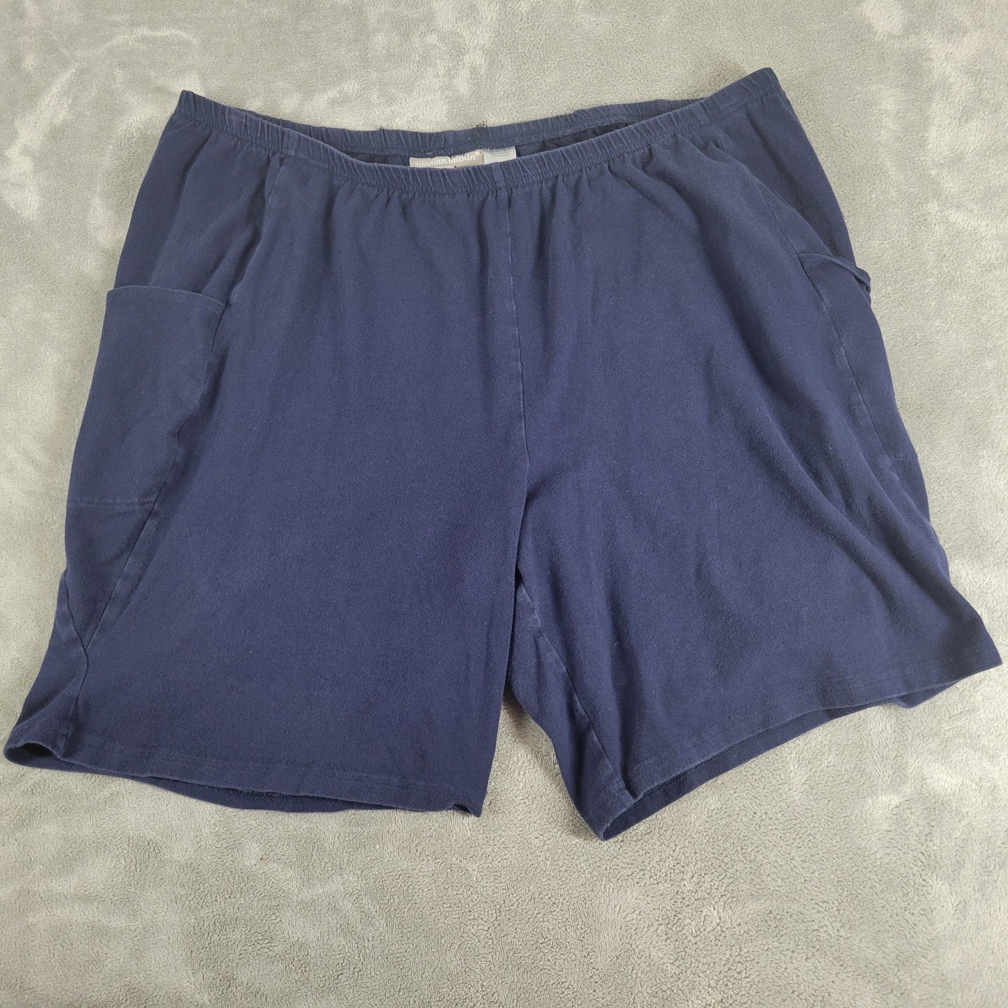 Woman Within Shorts Womens 2X Blue Elastic Waist Pull On Biker BLU41E