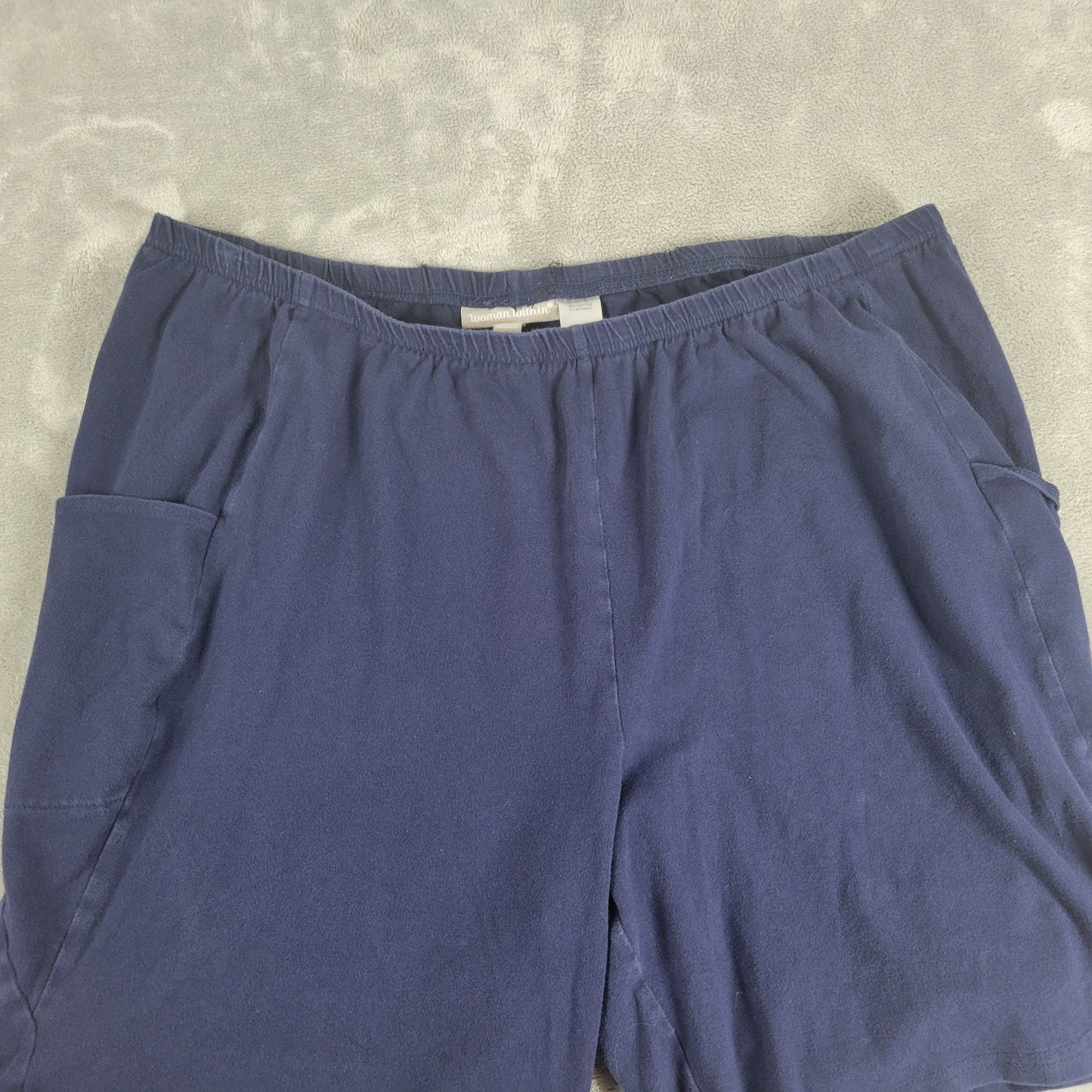 Woman Within Shorts Womens 2X Blue Elastic Waist Pull On Biker BLU41E