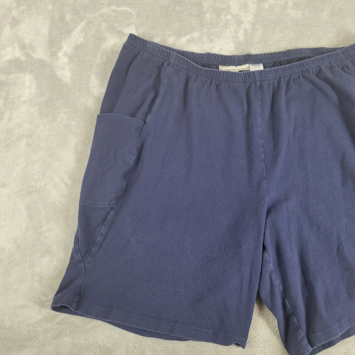 Woman Within Shorts Womens 2X Blue Elastic Waist Pull On Biker BLU41E