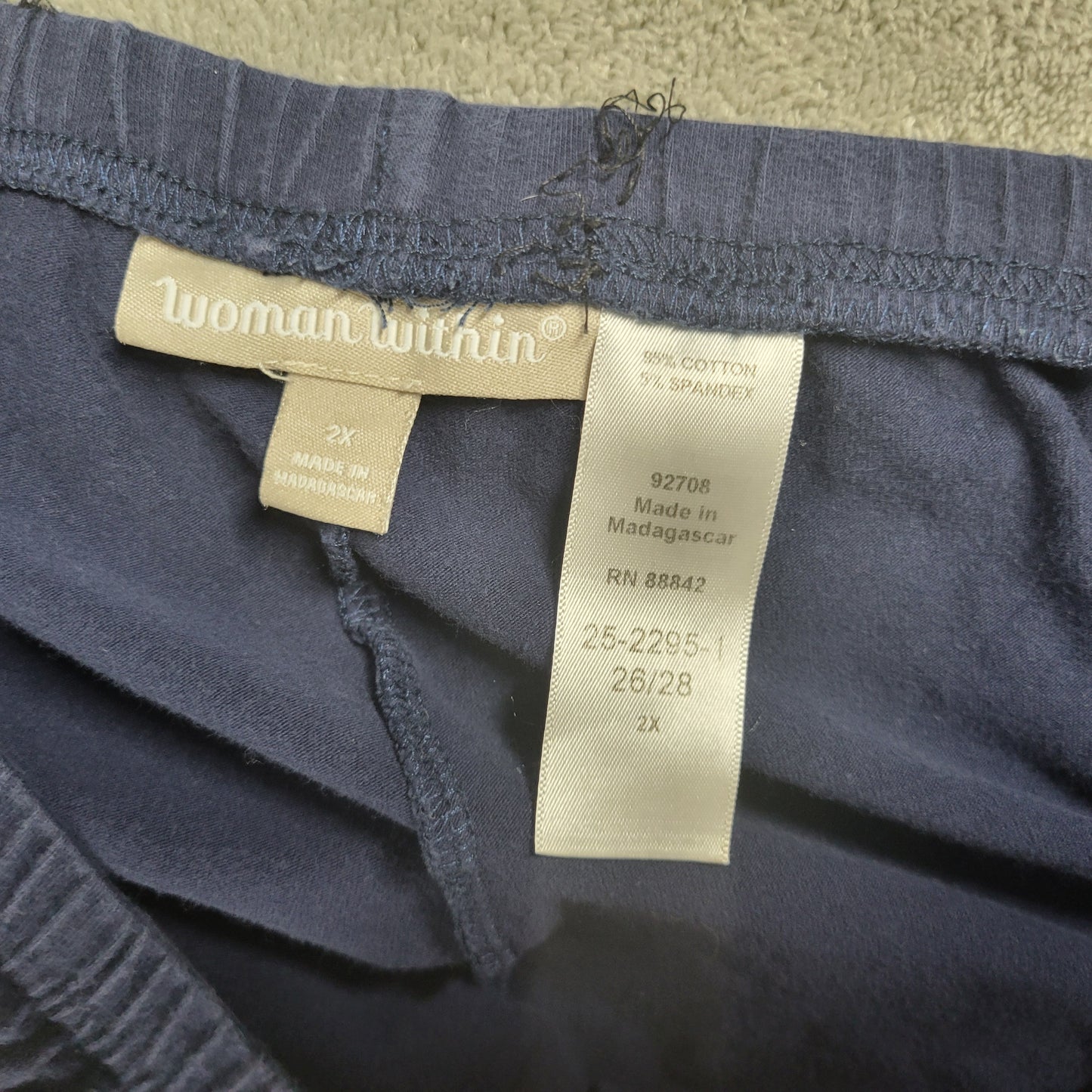 Woman Within Shorts Womens 2X Blue Elastic Waist Pull On Biker BLU41E