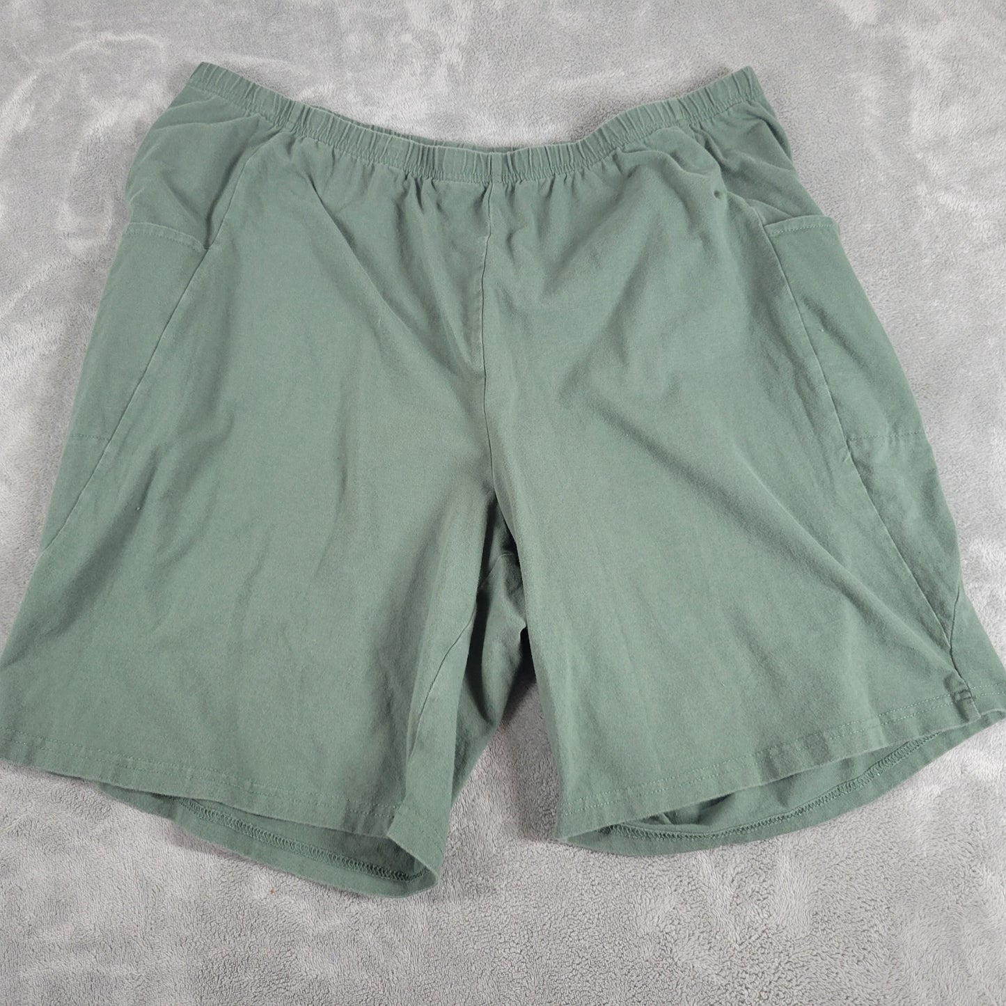 Woman Within Shorts Womens 2X Green Elastic Waist Pockets Pull On Athletic GRE4E